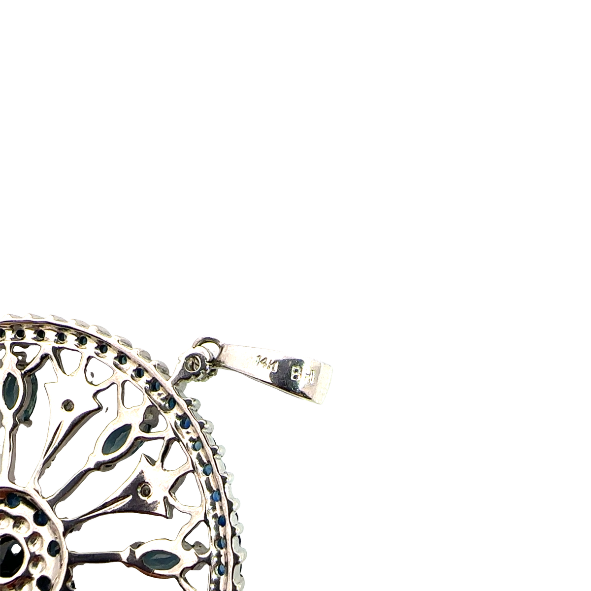 Vintage Effy BH 14k White Gold 3.26ctw Sapphire 0.22ctw Diamond Circle Pendant