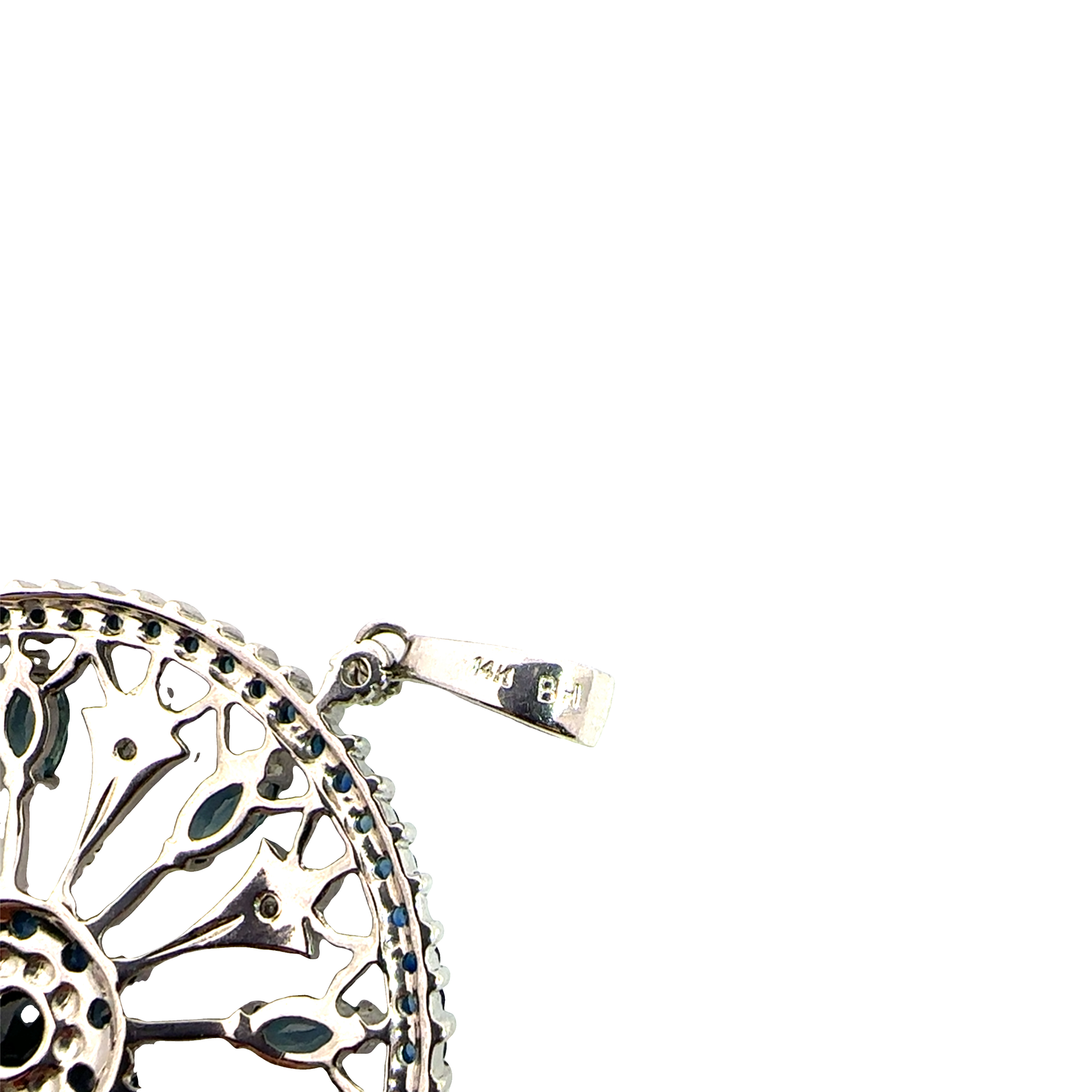 Vintage Effy BH 14k White Gold 3.26ctw Sapphire 0.22ctw Diamond Circle Pendant