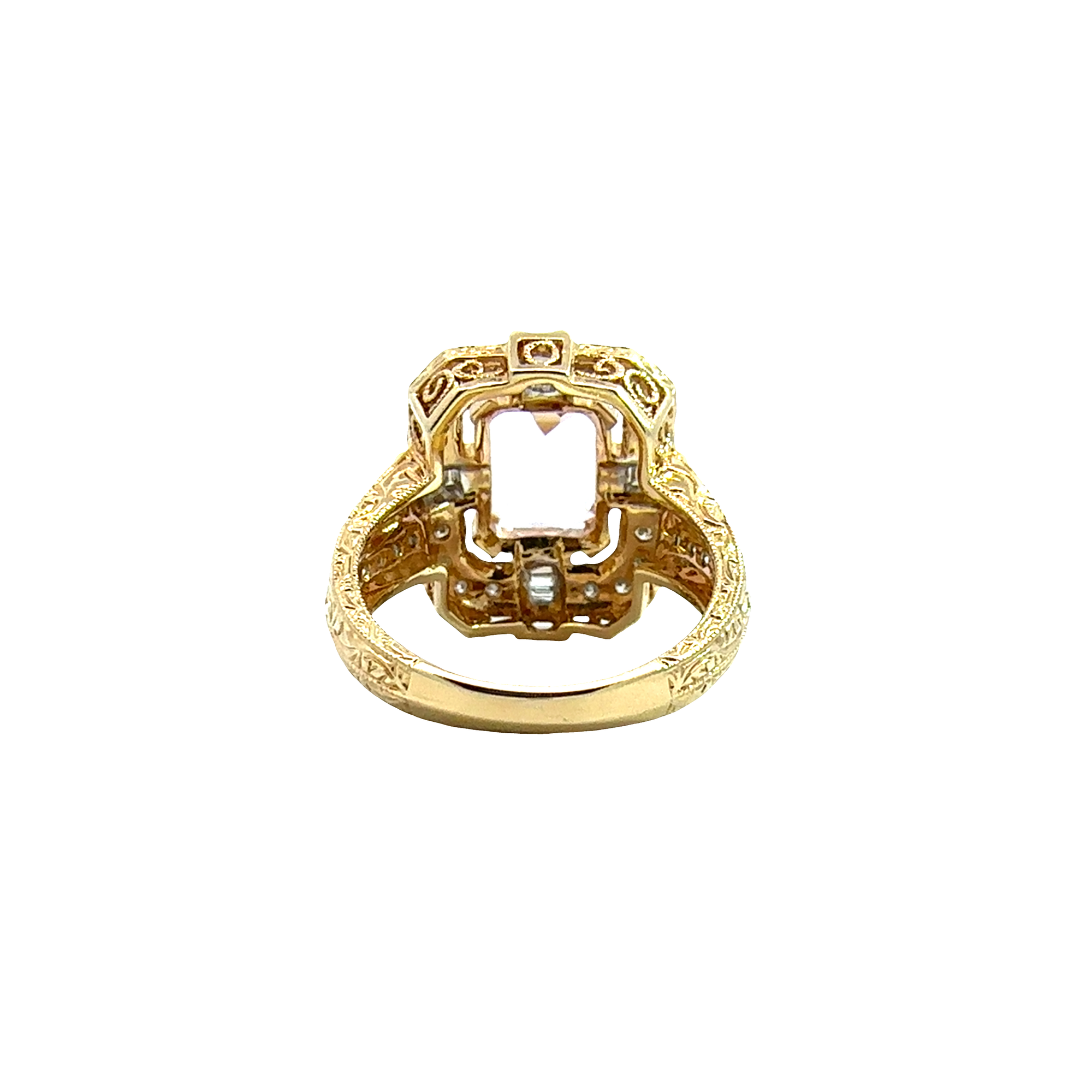 Vintage 14k Yellow Gold 4.20ctw Cushion Cut Kunzite 0.43ctw Diamond Ring