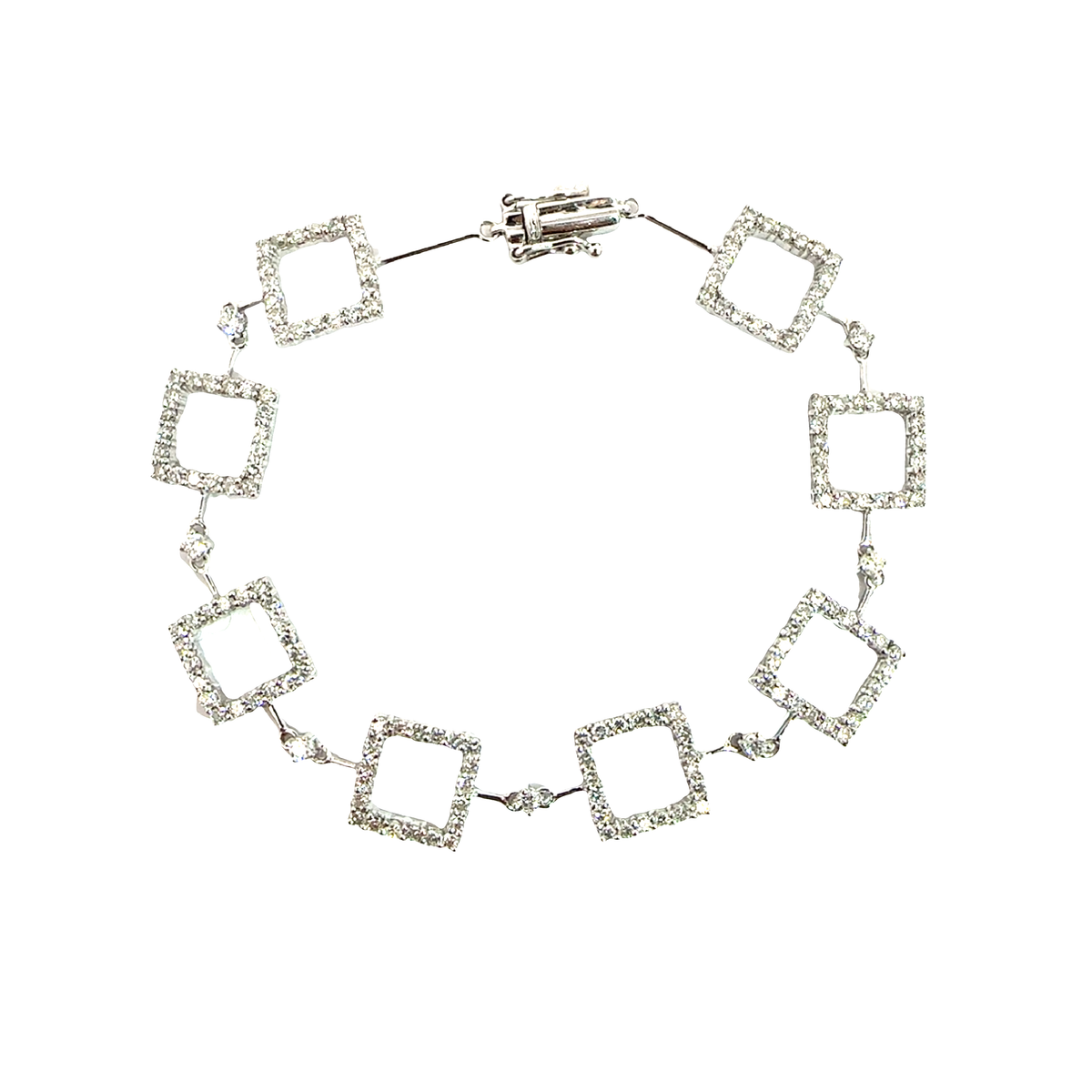 Estate 18k White Gold 2.32ctw Diamond Square Link Bracelet 6.5&quot;