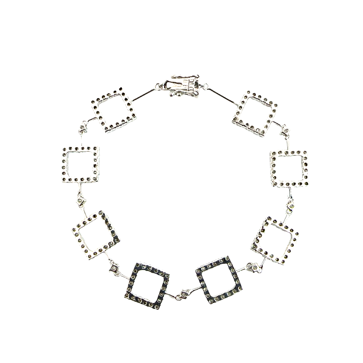Estate 18k White Gold 2.32ctw Diamond Square Link Bracelet 6.5"