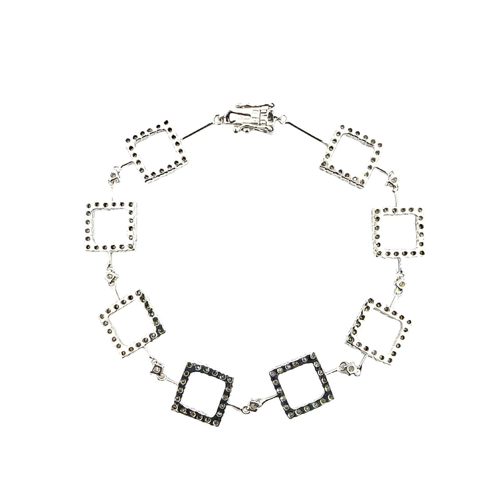 Estate 18k White Gold 2.32ctw Diamond Square Link Bracelet 6.5"