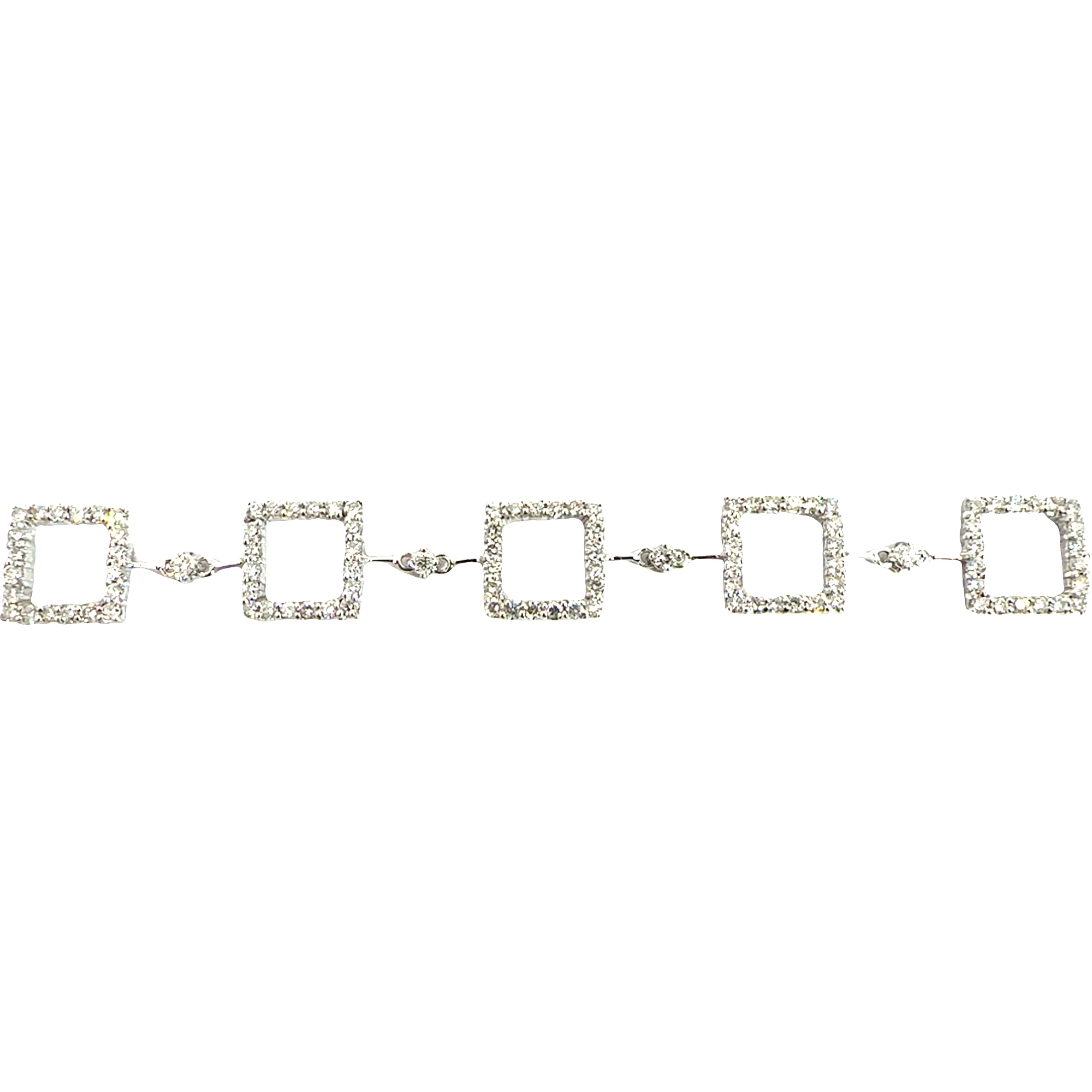Estate 18k White Gold 2.32ctw Diamond Square Link Bracelet 6.5"