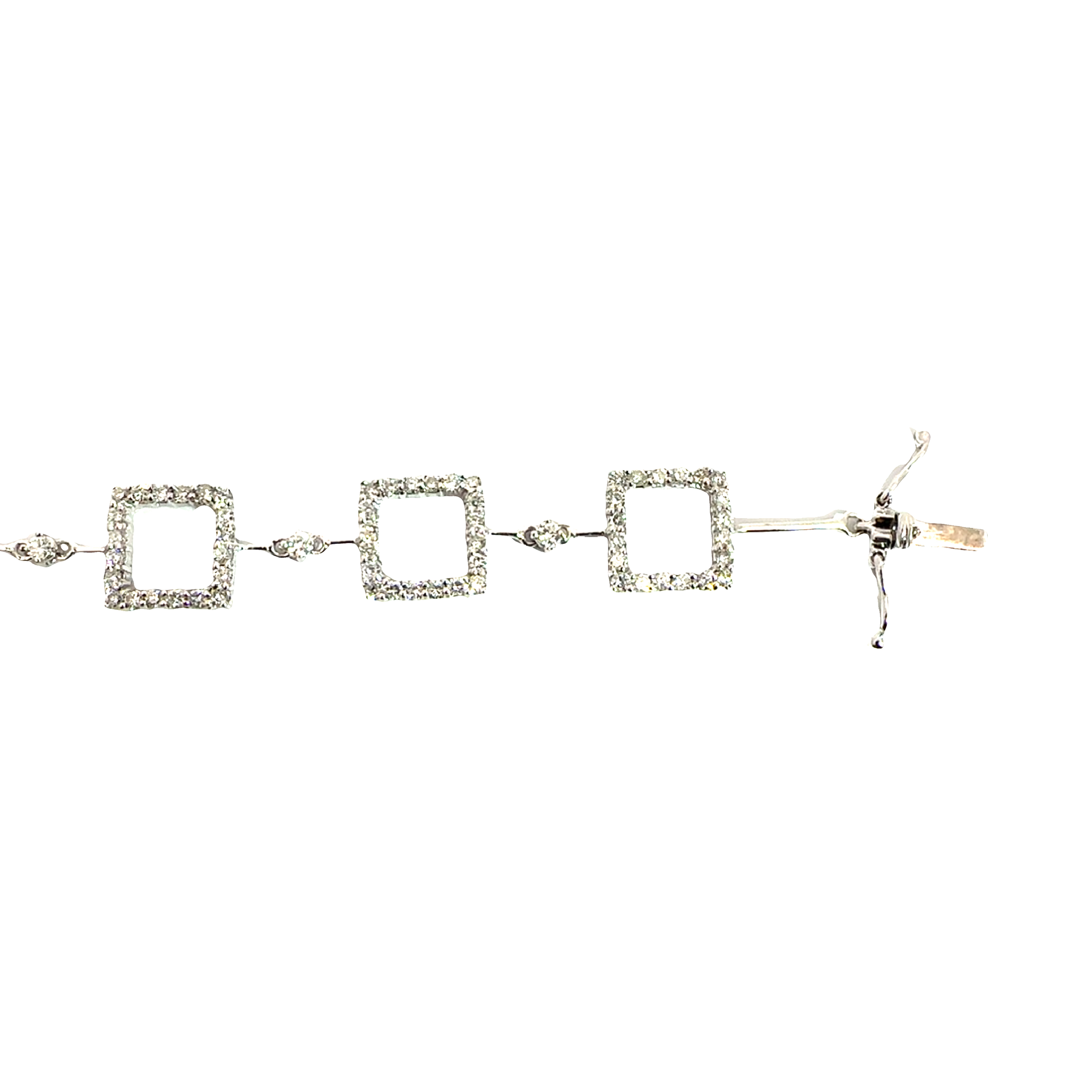 Estate 18k White Gold 2.32ctw Diamond Square Link Bracelet 6.5"