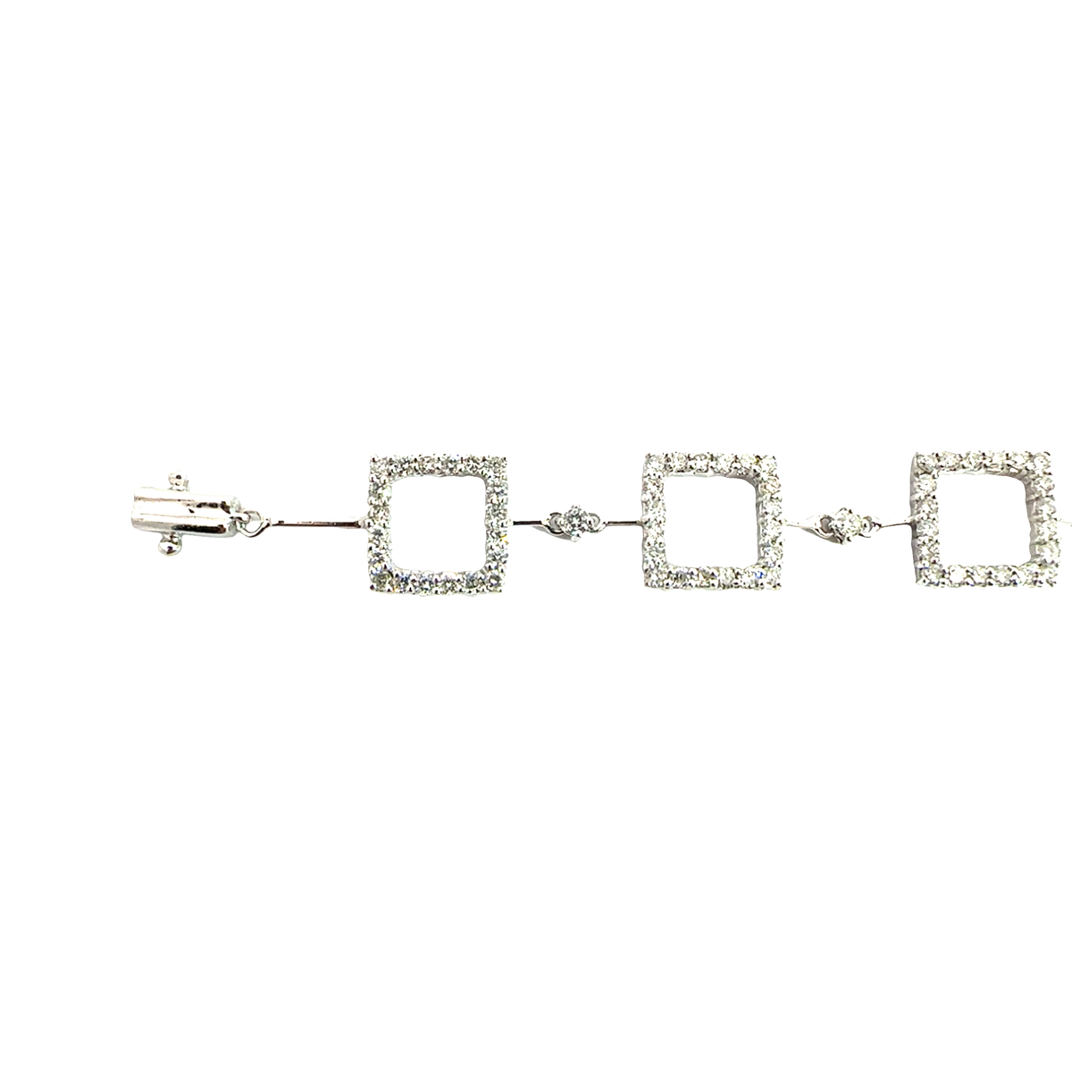 Estate 18k White Gold 2.32ctw Diamond Square Link Bracelet 6.5"