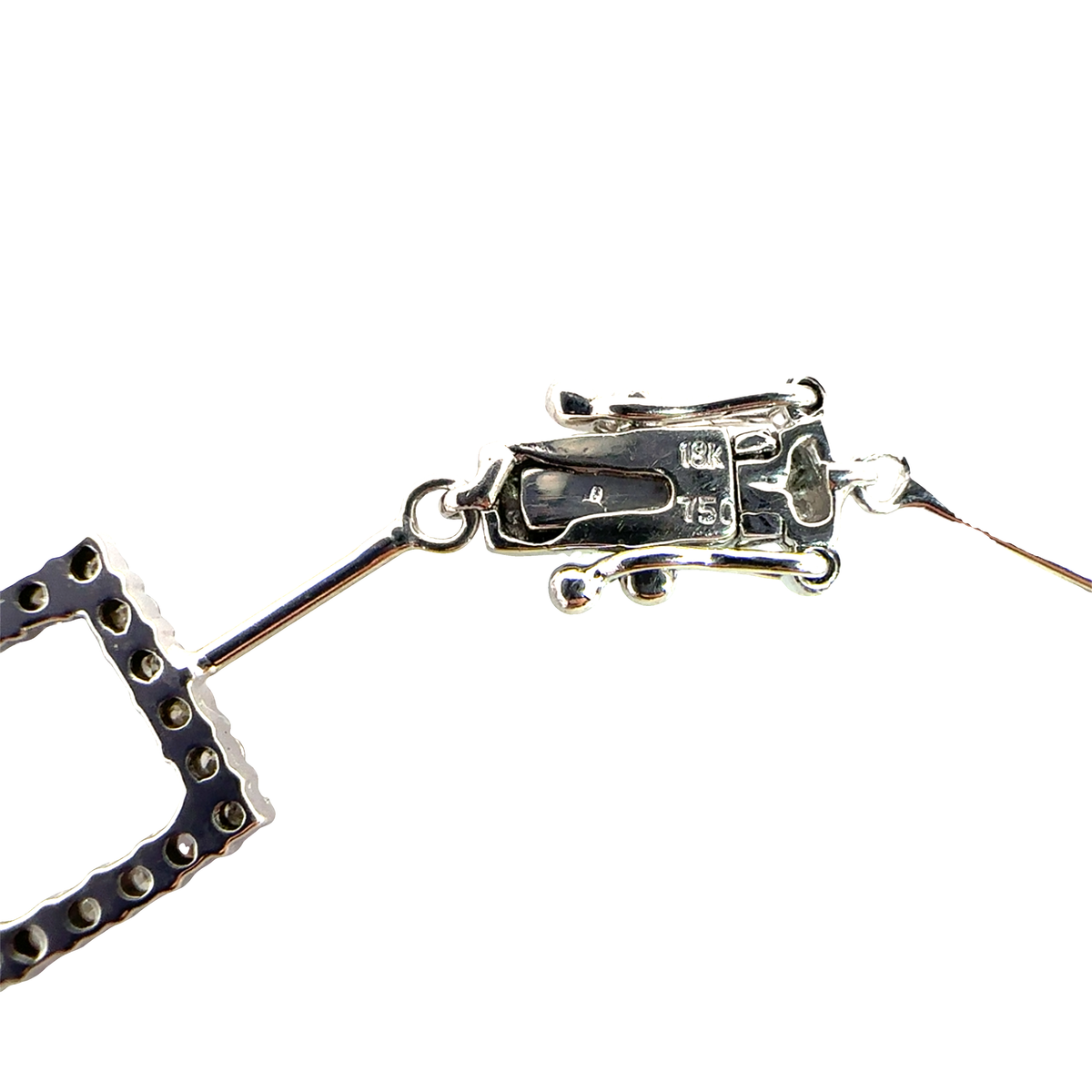 Estate 18k White Gold 2.32ctw Diamond Square Link Bracelet 6.5"