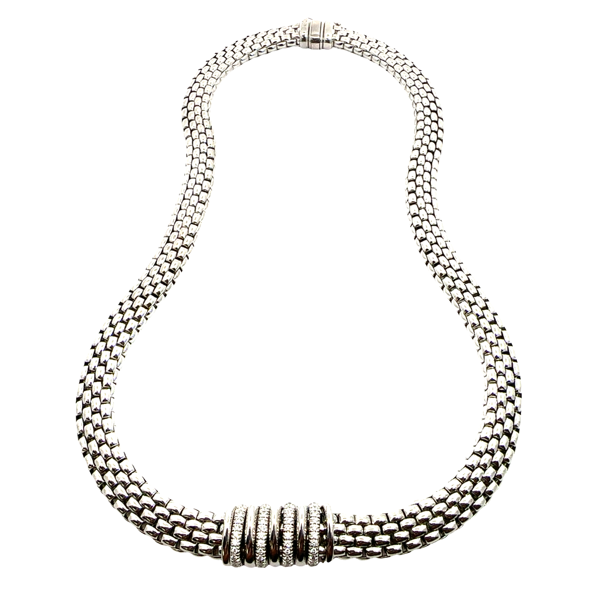 Estate FOPE Panorama 18k White Gold 0.30ctw Diamond Necklace 16"