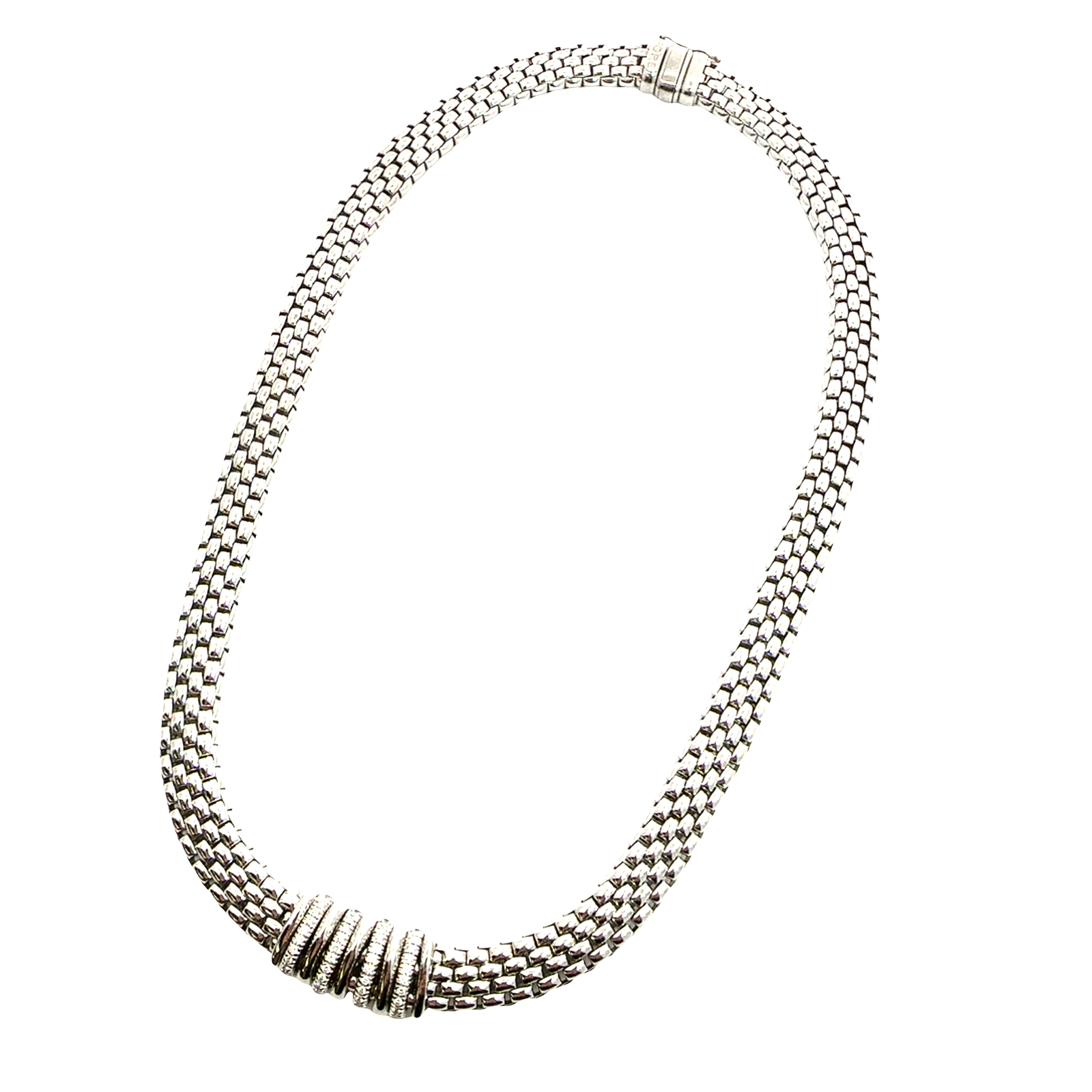 Estate FOPE Panorama 18k White Gold 0.30ctw Diamond Necklace 16"
