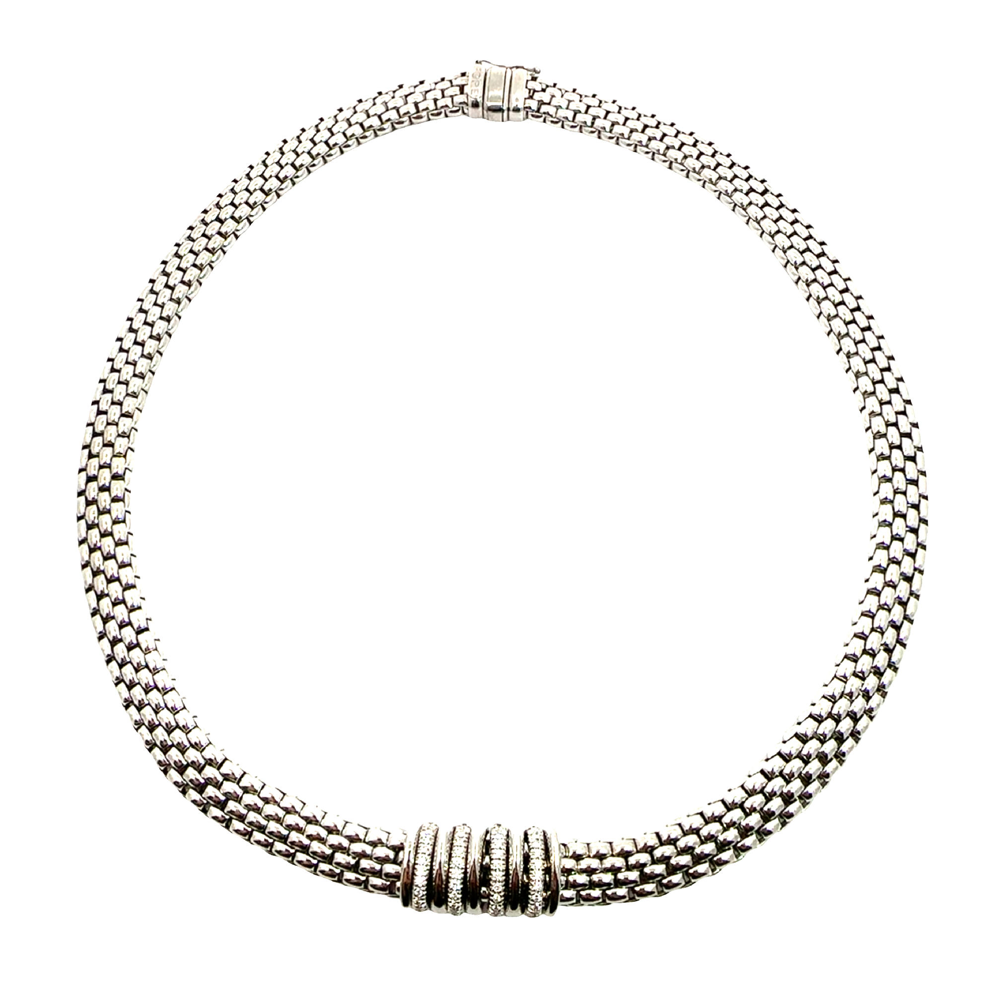 Estate FOPE Panorama 18k White Gold 0.30ctw Diamond Necklace 16"