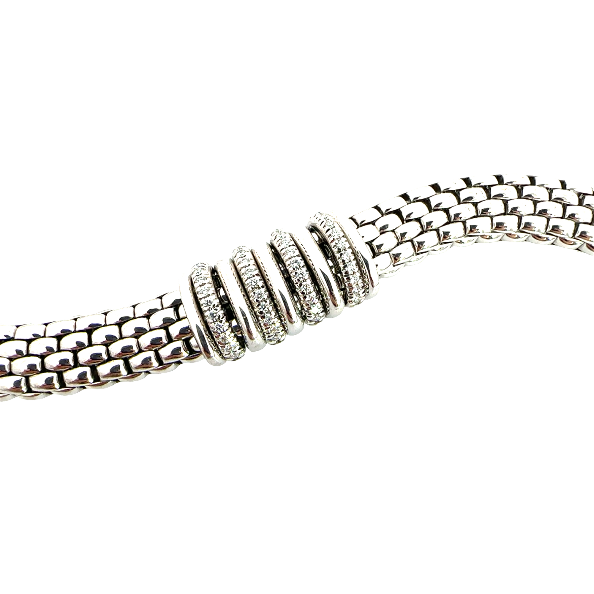 Estate FOPE Panorama 18k White Gold 0.30ctw Diamond Necklace 16"