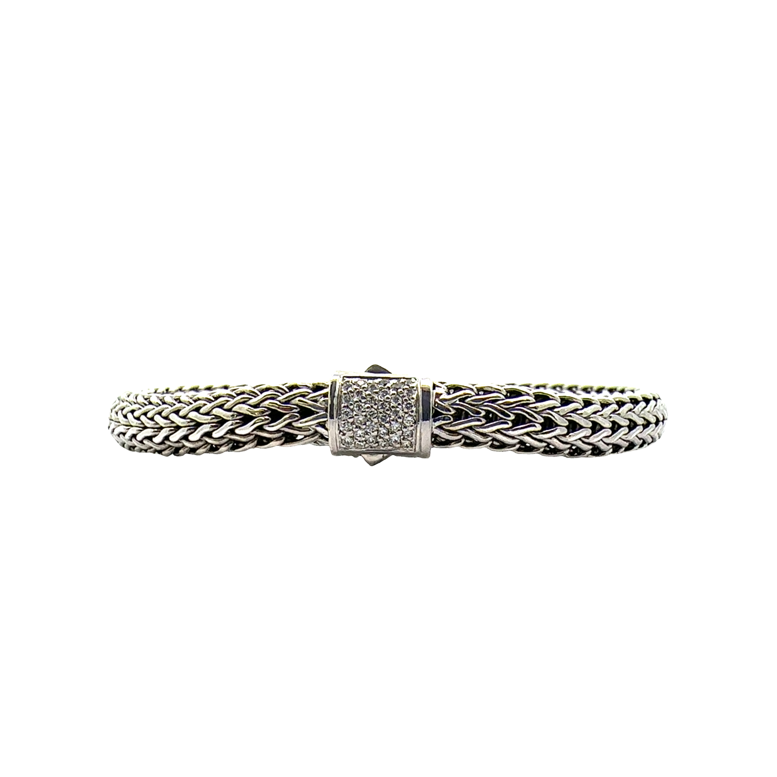 Estate John Hardy Sterling Silver 0.20ctw Diamond Icon Bracelet 7.5mm