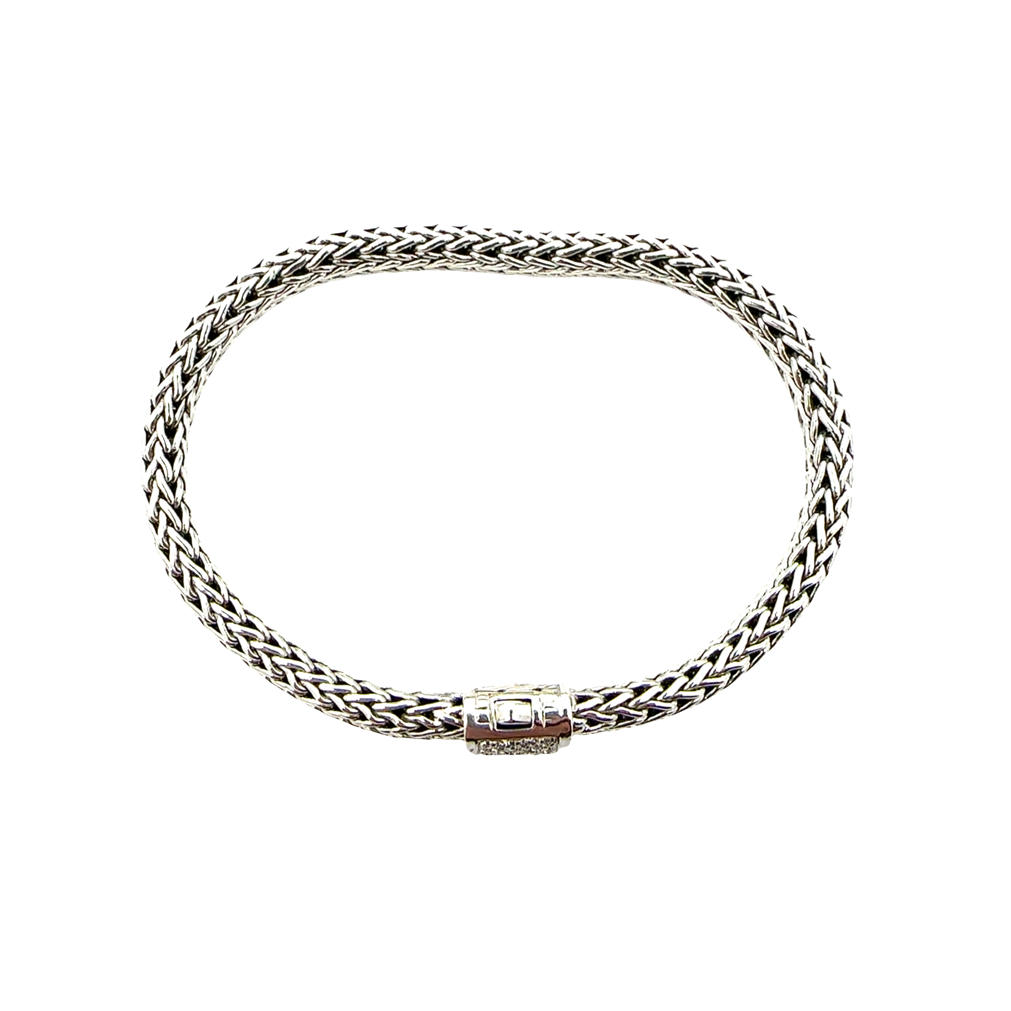 Estate John Hardy Sterling Silver 0.20ctw Diamond Icon Bracelet 7.5mm