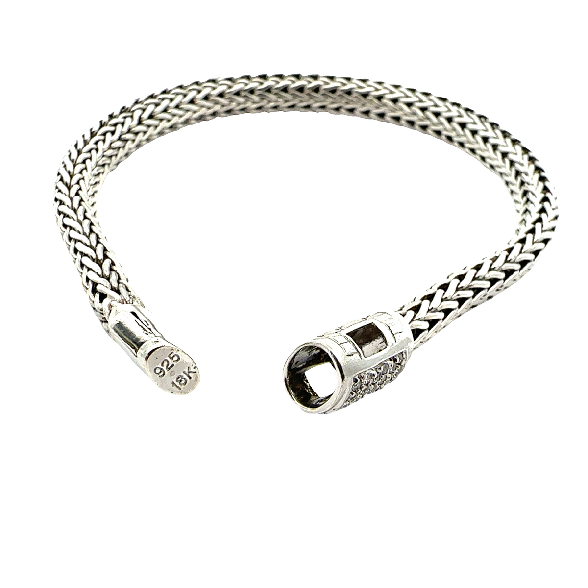 Estate John Hardy Sterling Silver 0.20ctw Diamond Icon Bracelet 7.5mm