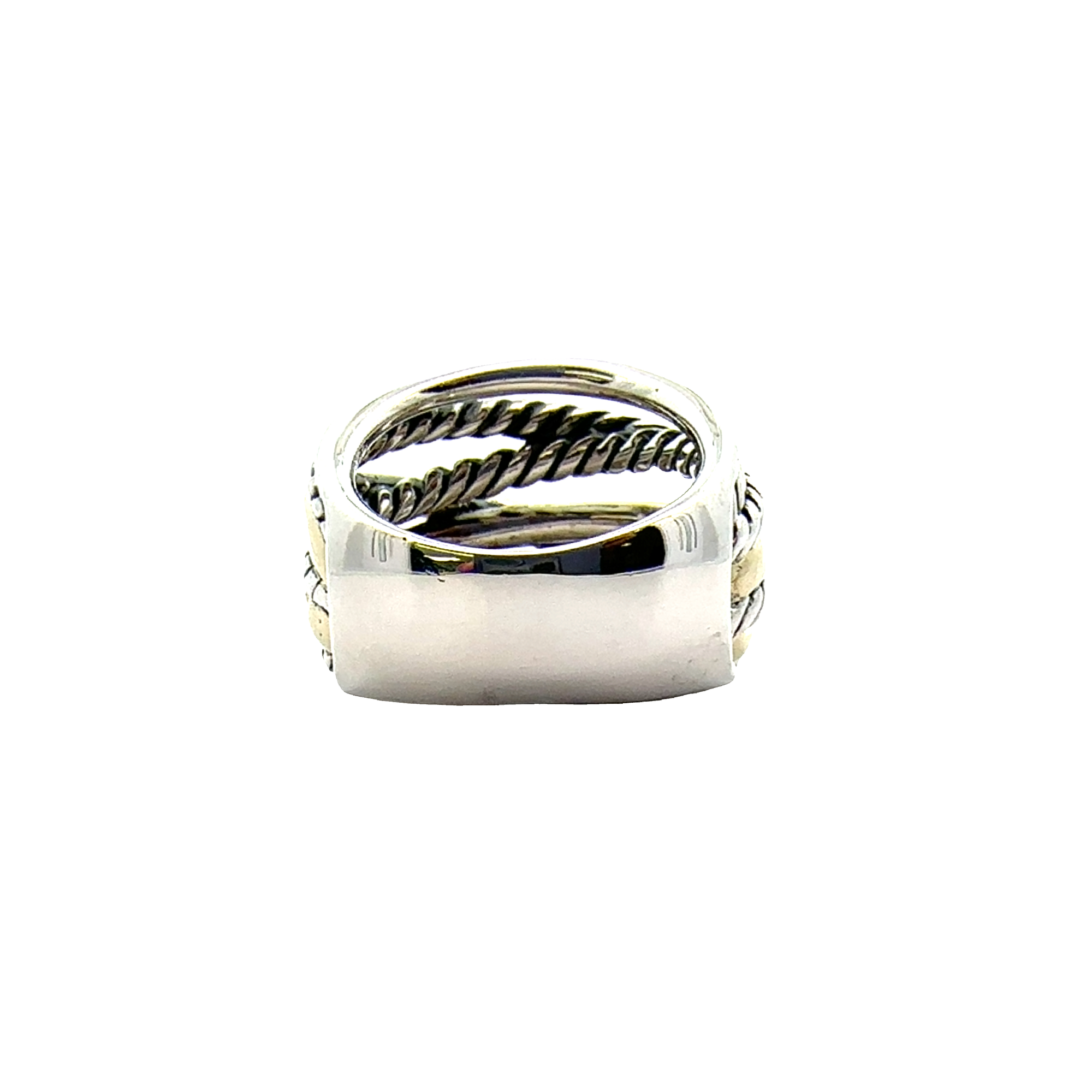 Estate David Yurman Sterling Silver and 14k Yellow Gold Crossover Ring