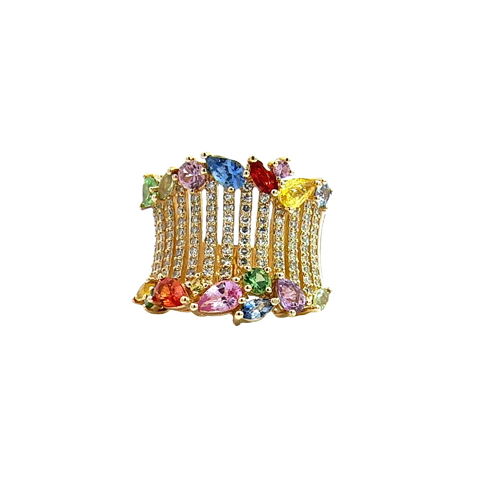 Estate Effy 14K Gold, 0.52ctw Diamond, Sapphire & Tsavorite Ring