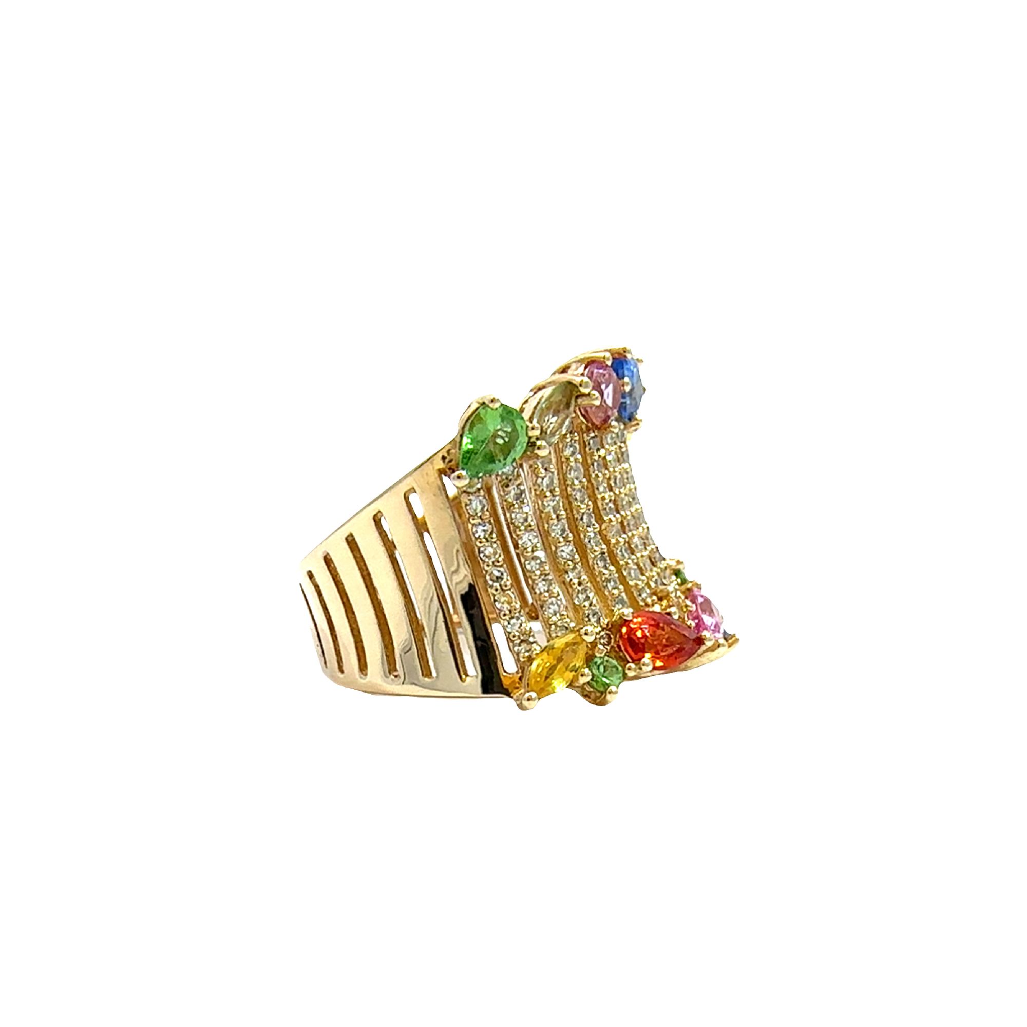 Estate Effy 14K Gold, 0.52ctw Diamond, Sapphire & Tsavorite Ring