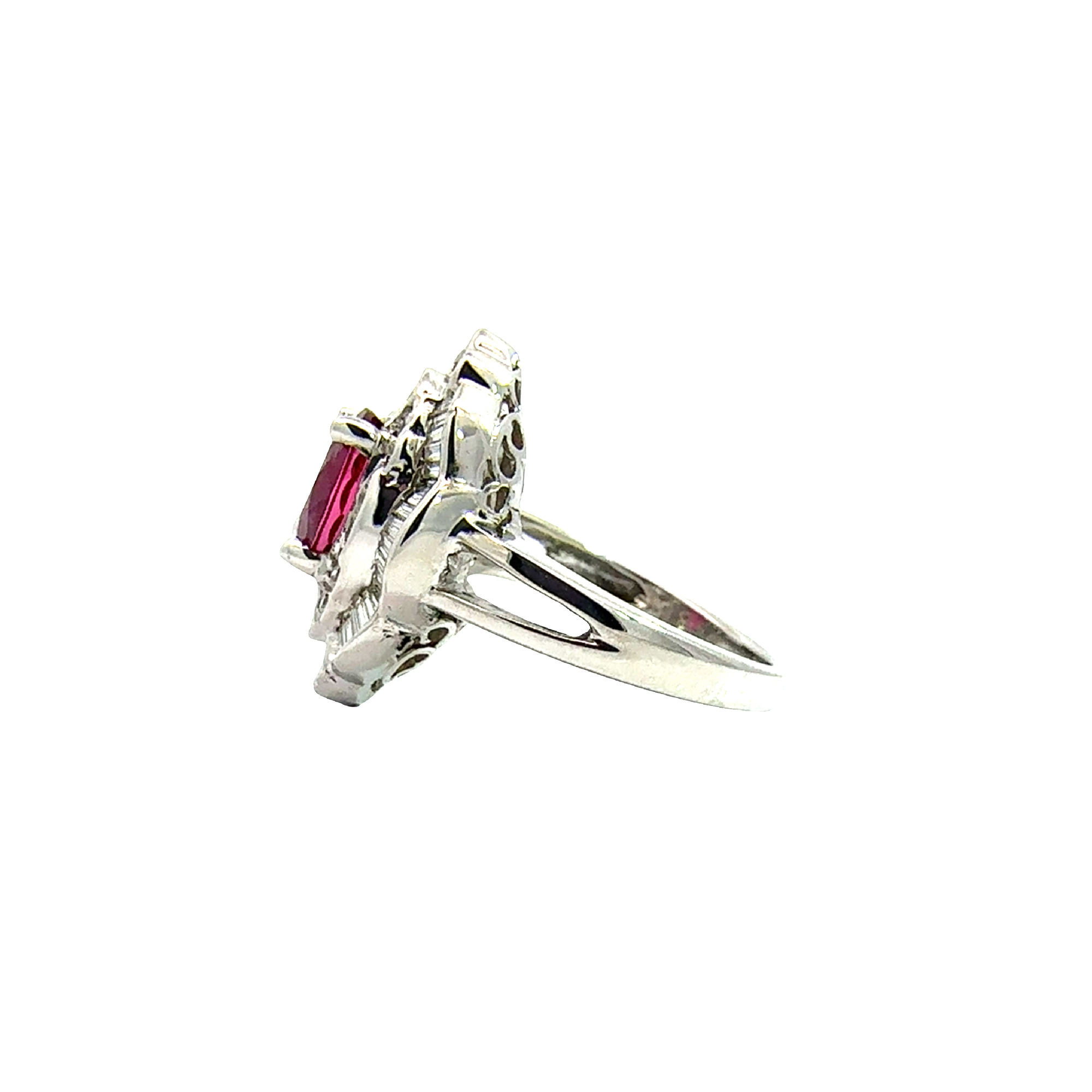 Vintage 18k White Gold Oval 2.30ctw Tourmaline and 1.05ctw Diamond Ring