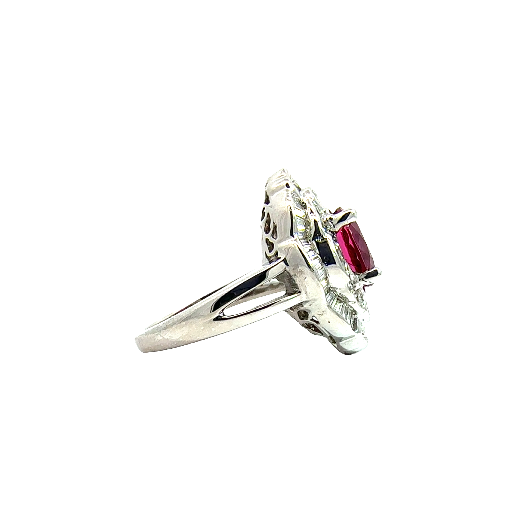 Vintage 18k White Gold Oval 2.30ctw Tourmaline and 1.05ctw Diamond Ring