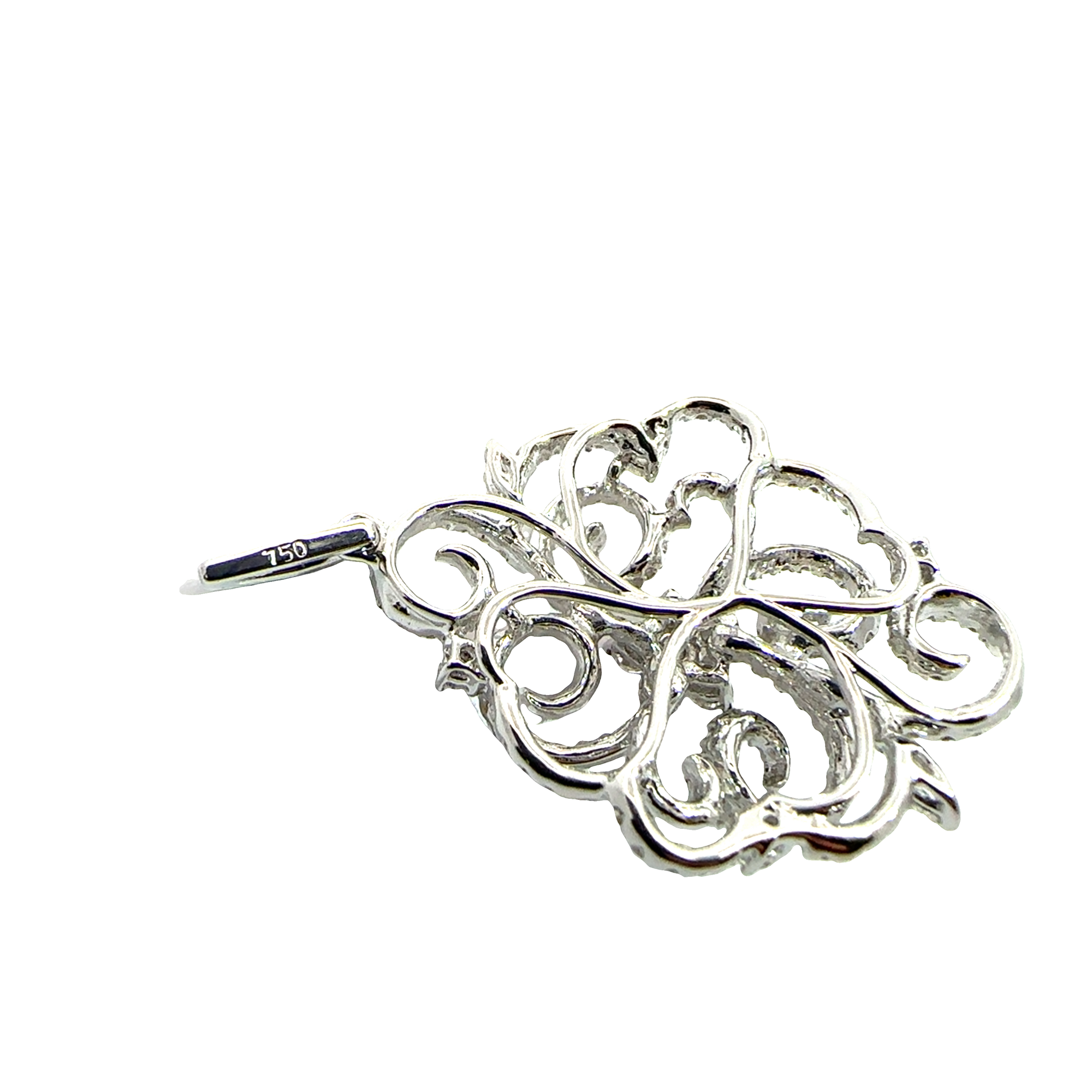 Vintage 18k White Gold and 1.24ctw Diamond Floral Pendant