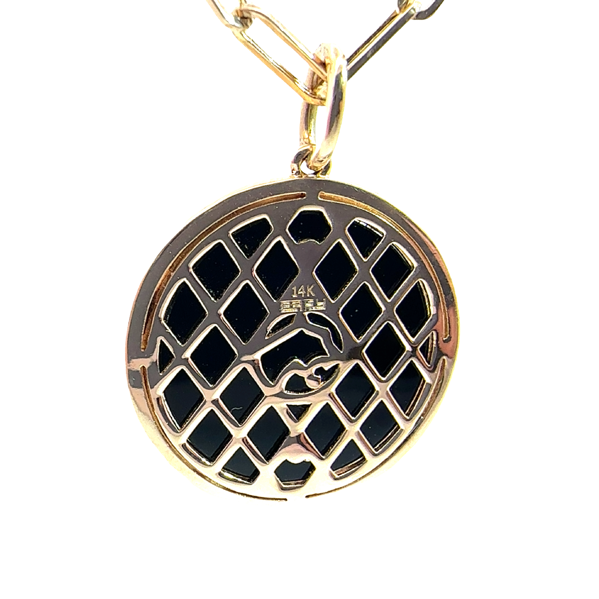 Estate Effy Panther 14K Yellow Gold, 3.15ctw Onyx & 0.28ctw Diamond Pendant Necklace 18"