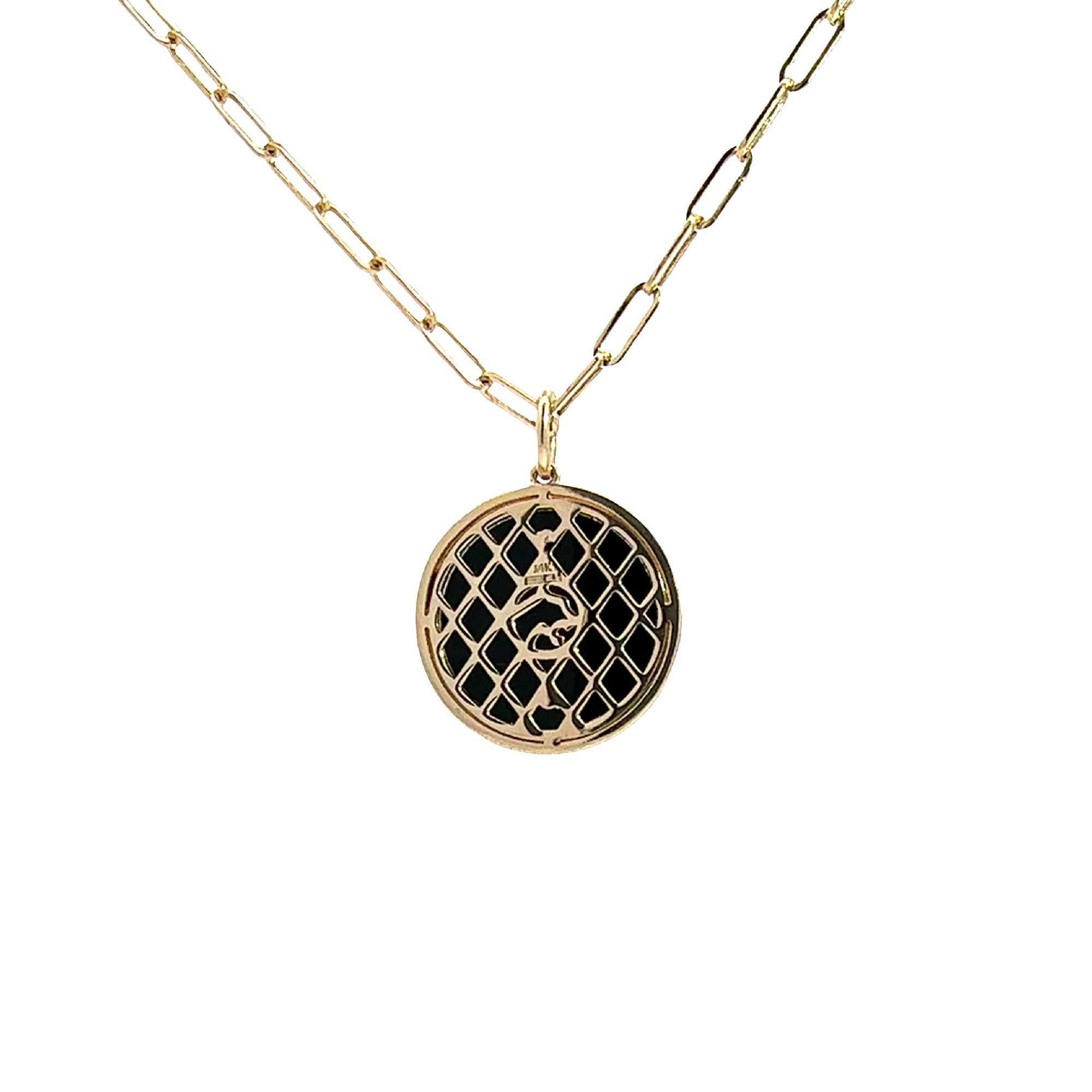 Estate Effy Panther 14K Yellow Gold, 3.15ctw Onyx & 0.28ctw Diamond Pendant Necklace 18"