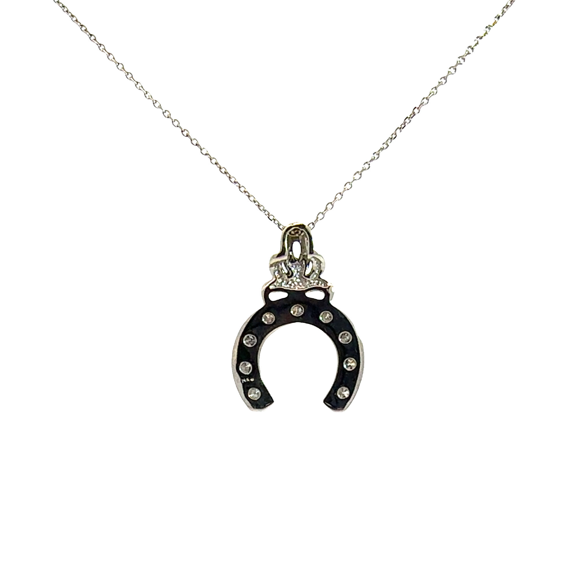 Vintage 14k White Gold 0.43ctw Diamond Horseshoe Necklace 16"