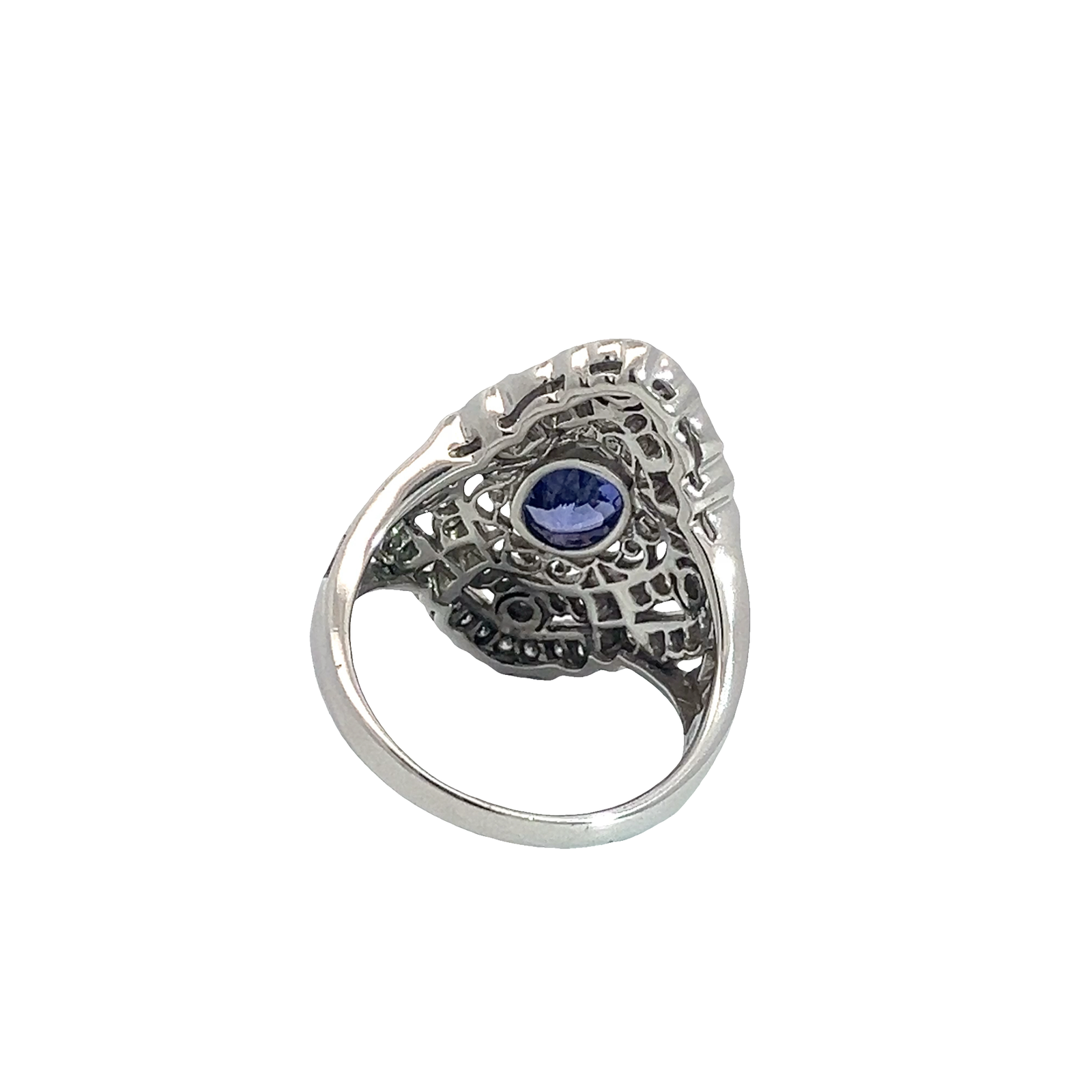 Vintage Le Vian 18k White Gold Bezel Set 1.17ctw Tanzanite and 0.61ctw Diamond Cocktail Ring