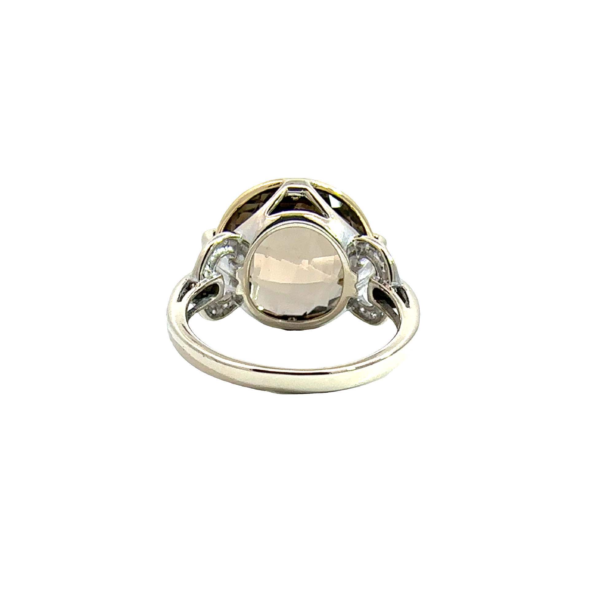 Vintage 14k Multi-Tone Gold 9.50ctw Smokey Topaz and 0.18ctw Diamond Ring