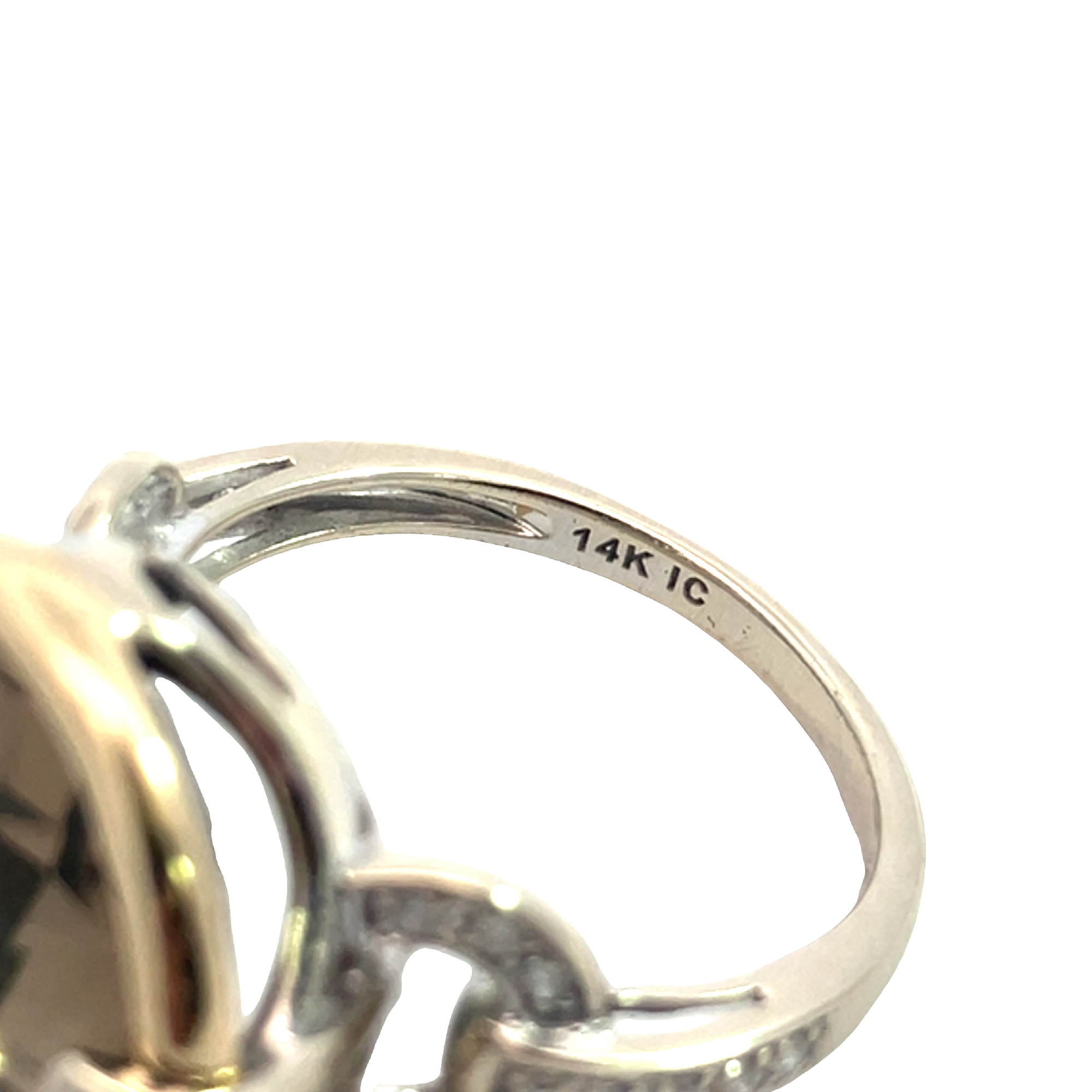 Vintage 14k Multi-Tone Gold 9.50ctw Smokey Topaz and 0.18ctw Diamond Ring