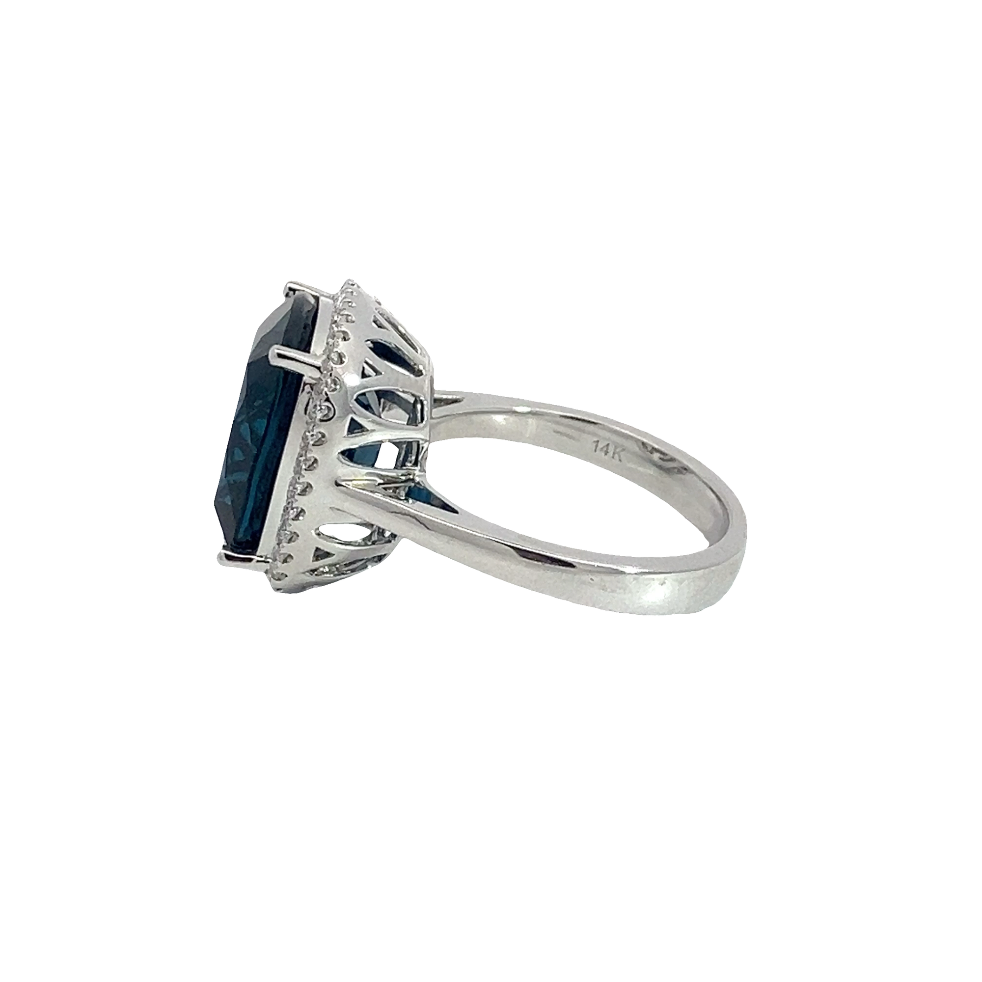 Estate EFFY 14k White Gold London Blue 10.00ctw Topaz and 0.32ctw Diamond Ring