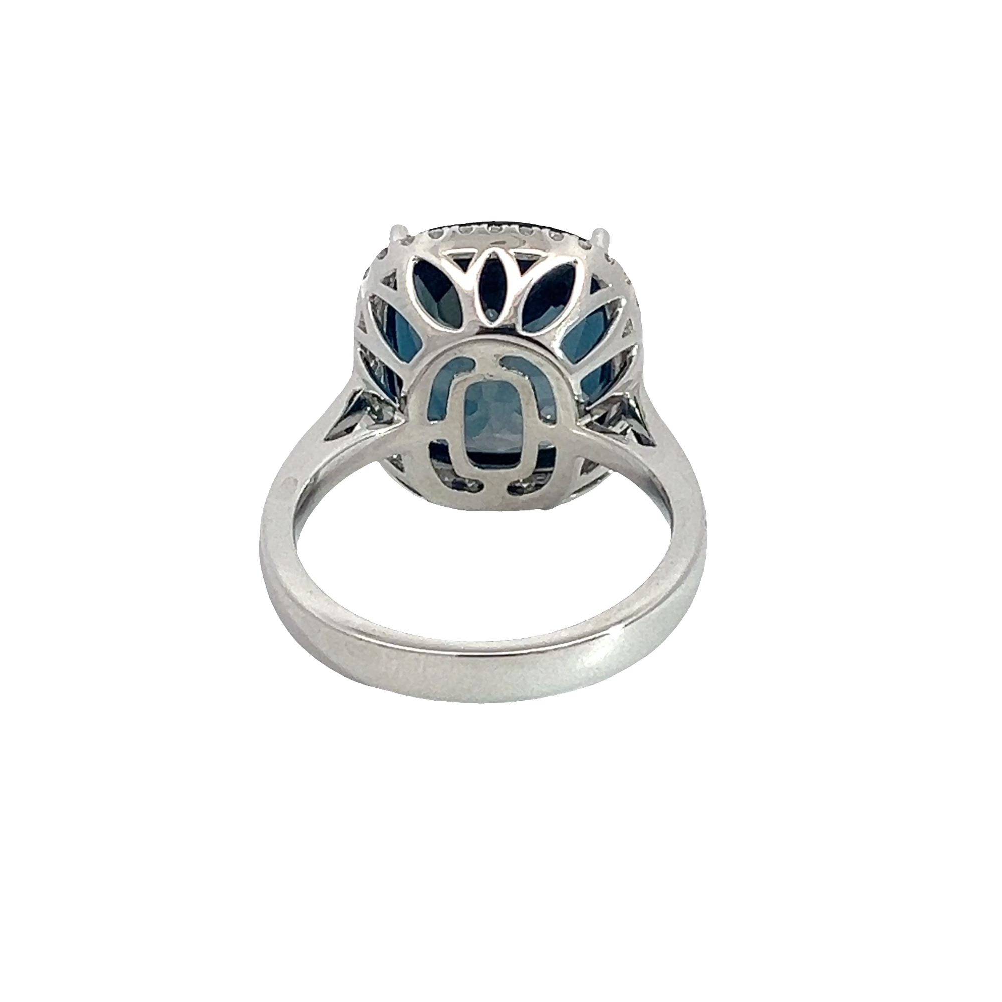Estate EFFY 14k White Gold London Blue 10.00ctw Topaz and 0.32ctw Diamond Ring