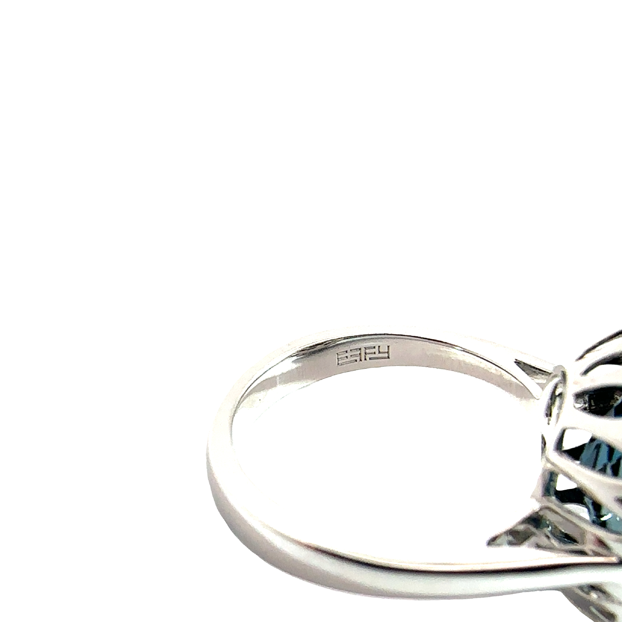 Estate EFFY 14k White Gold London Blue 10.00ctw Topaz and 0.32ctw Diamond Ring