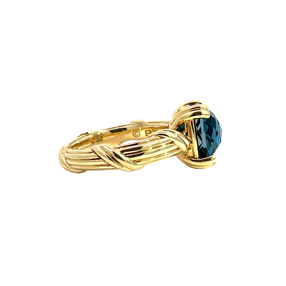 Estate Peter Thomas Roth 18k Yellow Gold London Blue 4.50ctw Topaz Ring