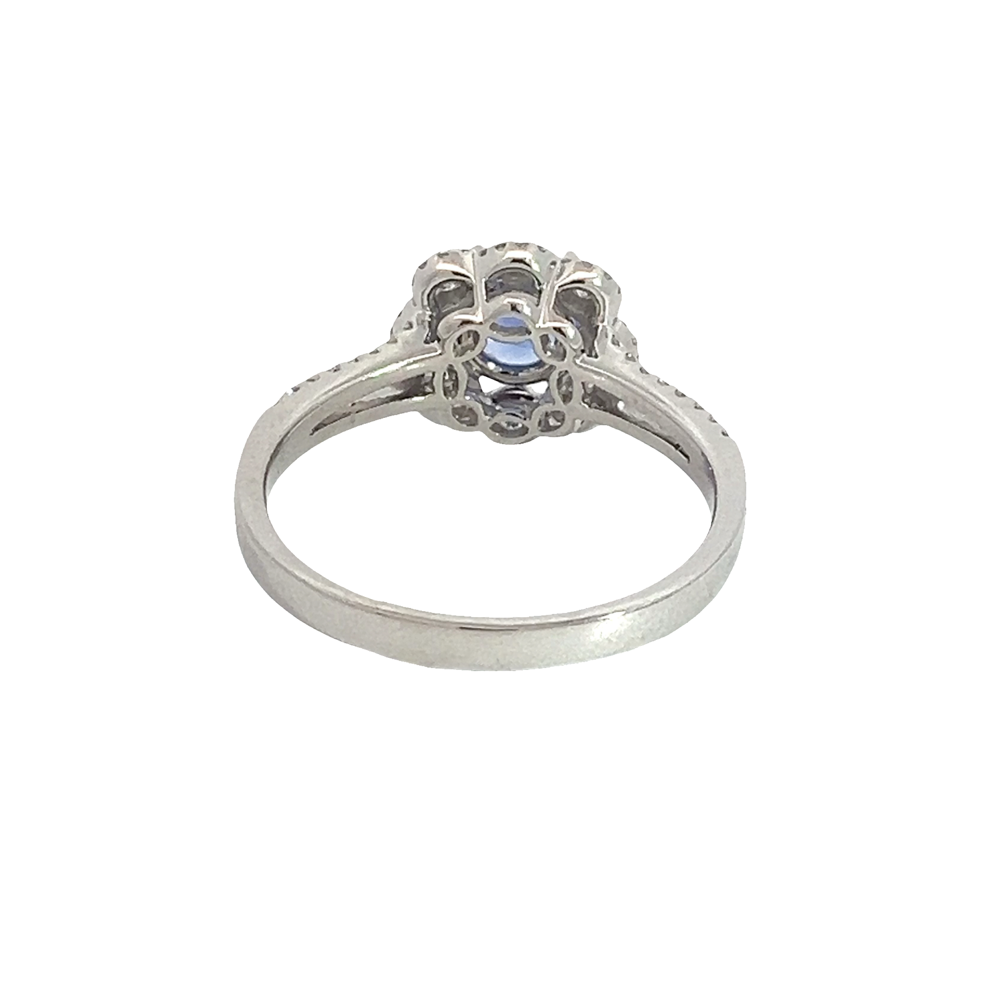 Vintage 18k White Gold 0.80ctw Tanzanite and 0.62ctw Diamond Flower Ring