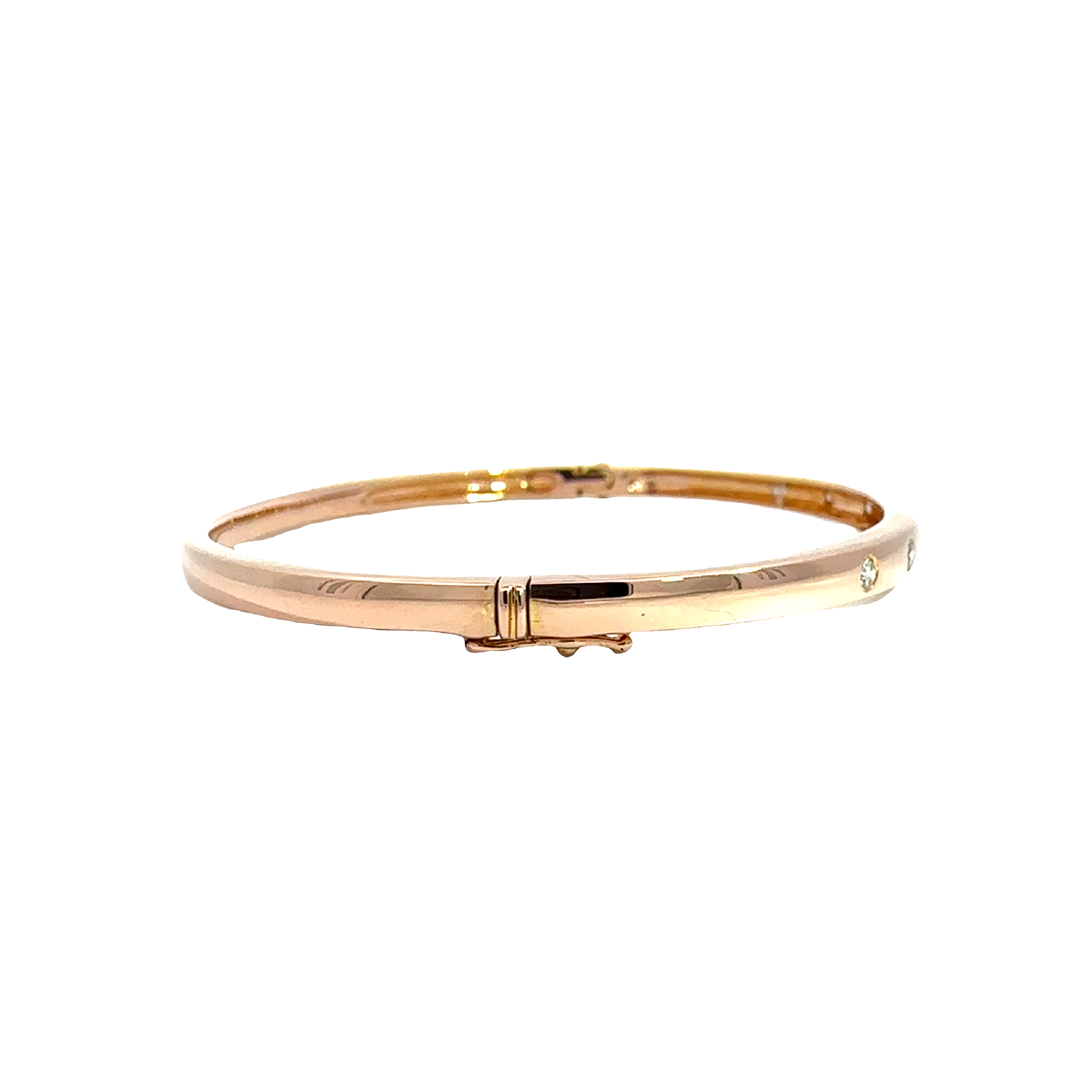 Estate 18k Rose Gold 0.23ctw Diamond Station Bangle