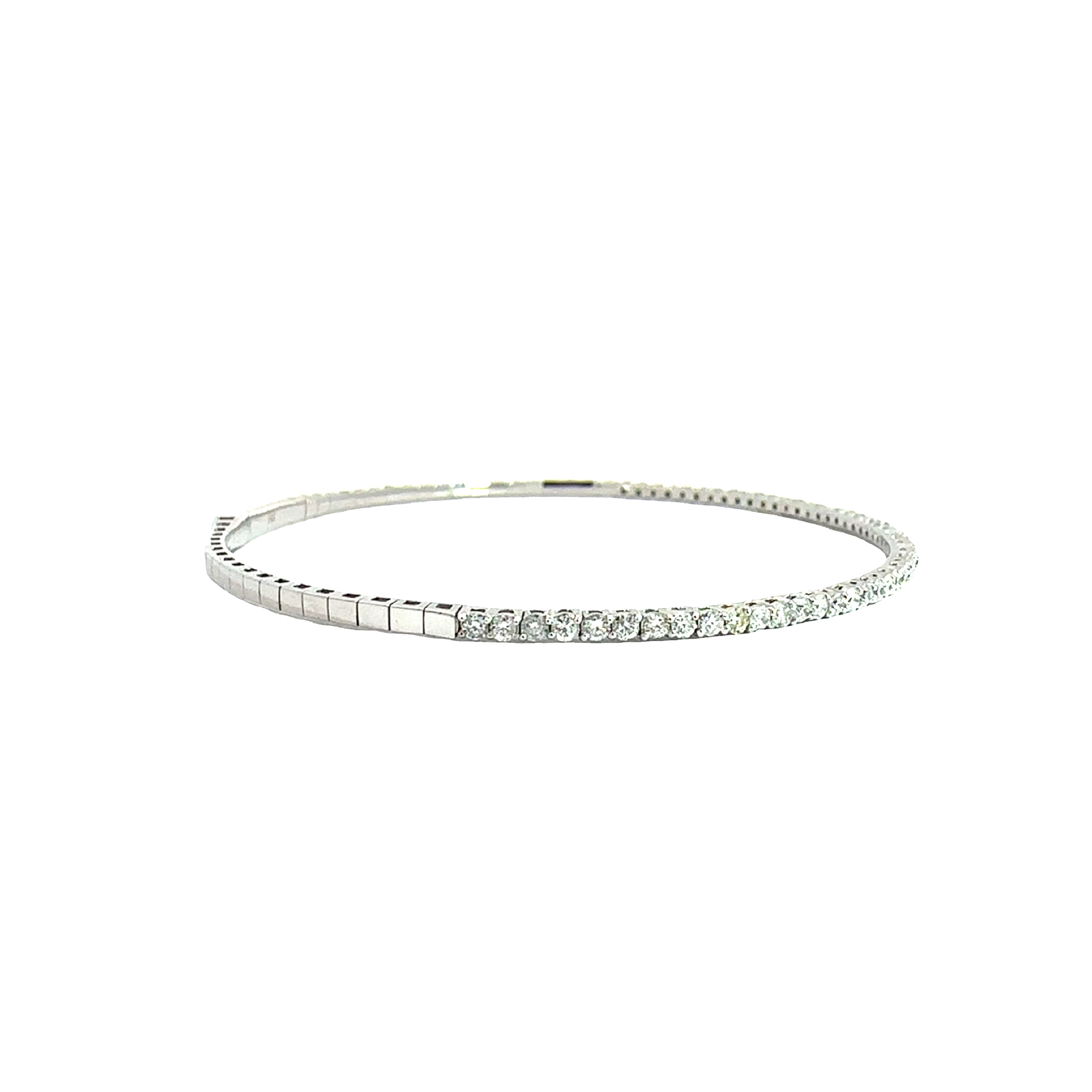 Estate 14k White Gold 0.92ctw Diamond Flex Bangle