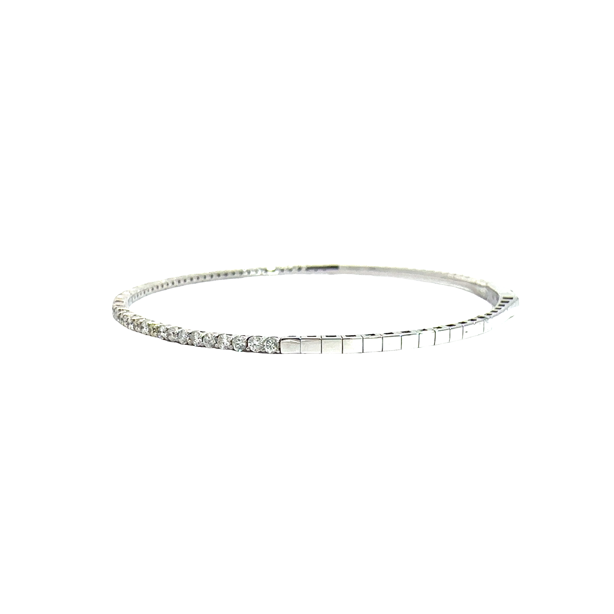 Estate 14k White Gold 0.92ctw Diamond Flex Bangle