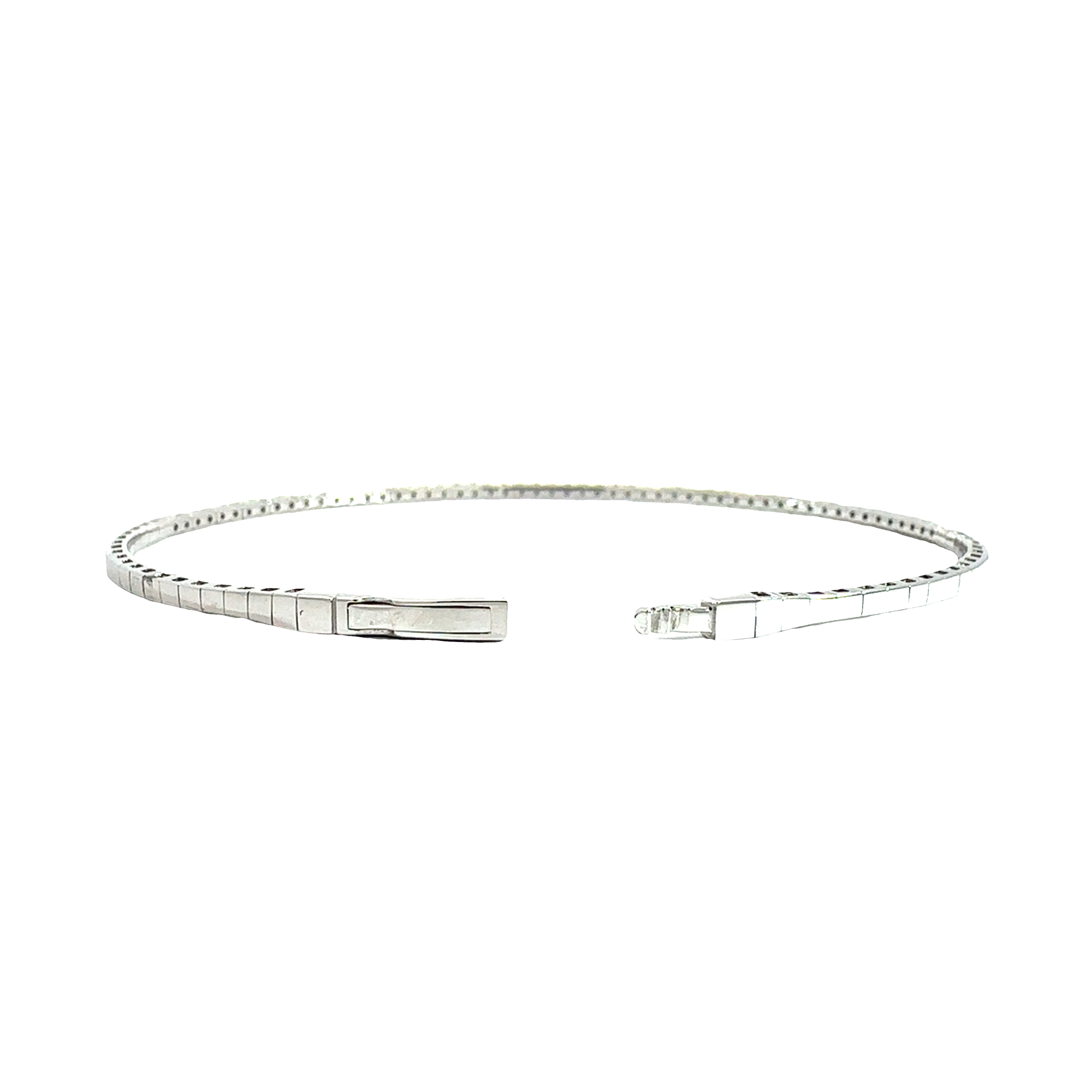 Estate 14k White Gold 0.92ctw Diamond Flex Bangle