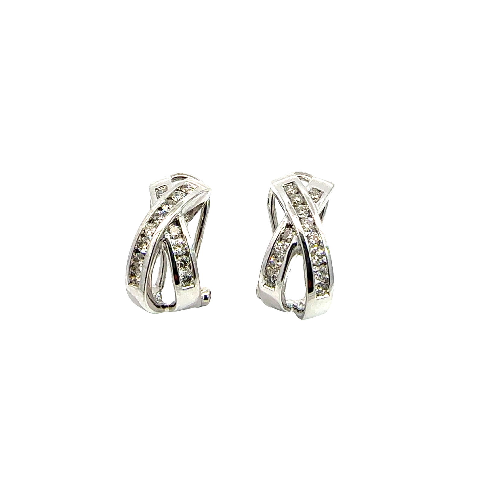 14k White Gold 0.39ctw Diamond Huggie Earrings