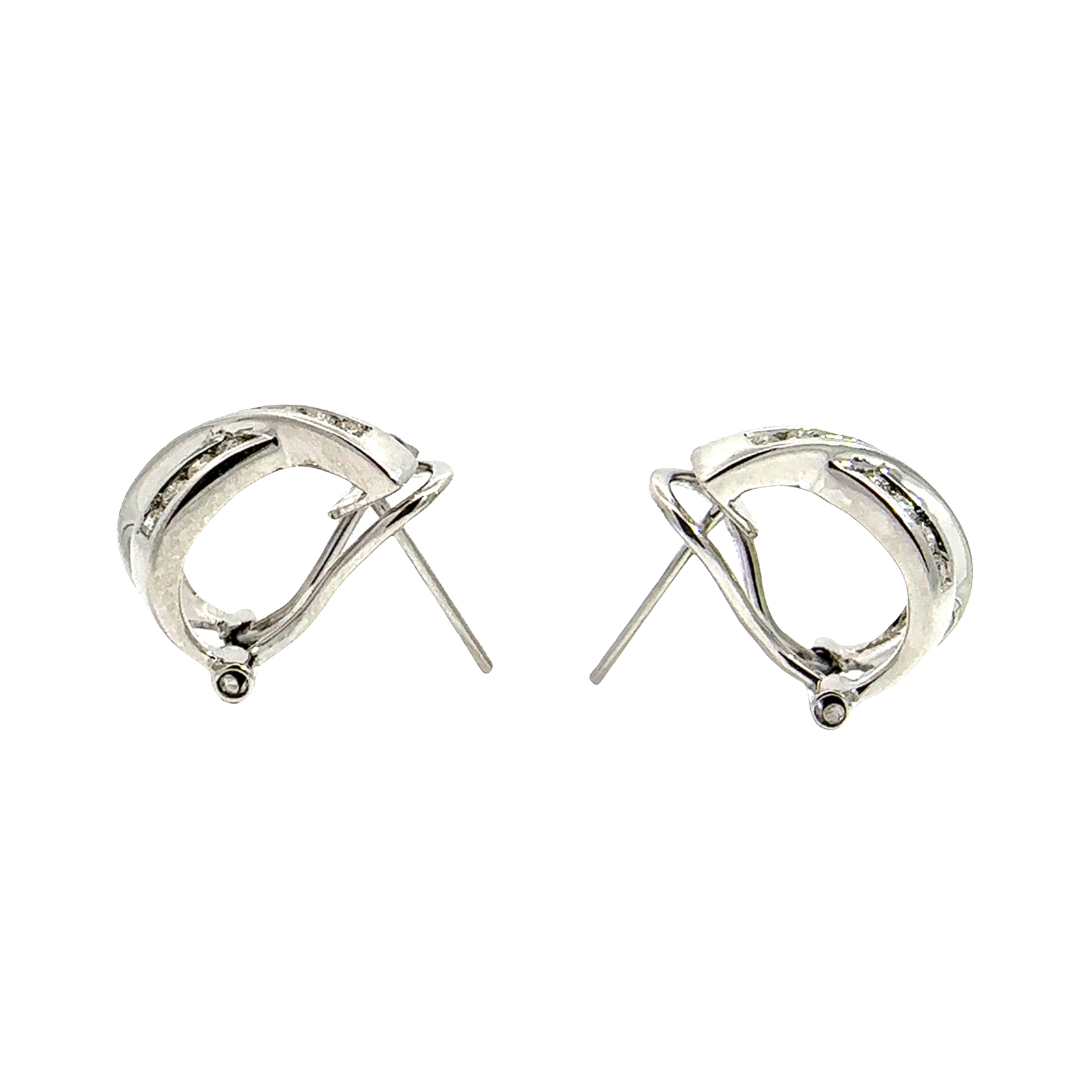 14k White Gold 0.39ctw Diamond Huggie Earrings