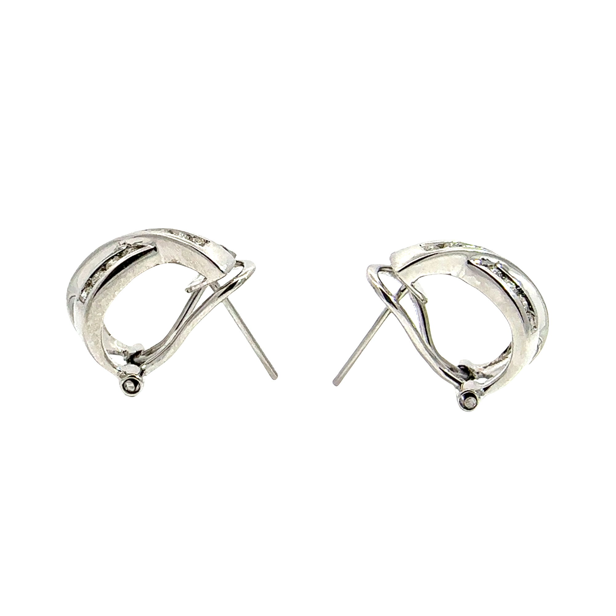 14k White Gold 0.39ctw Diamond Huggie Earrings