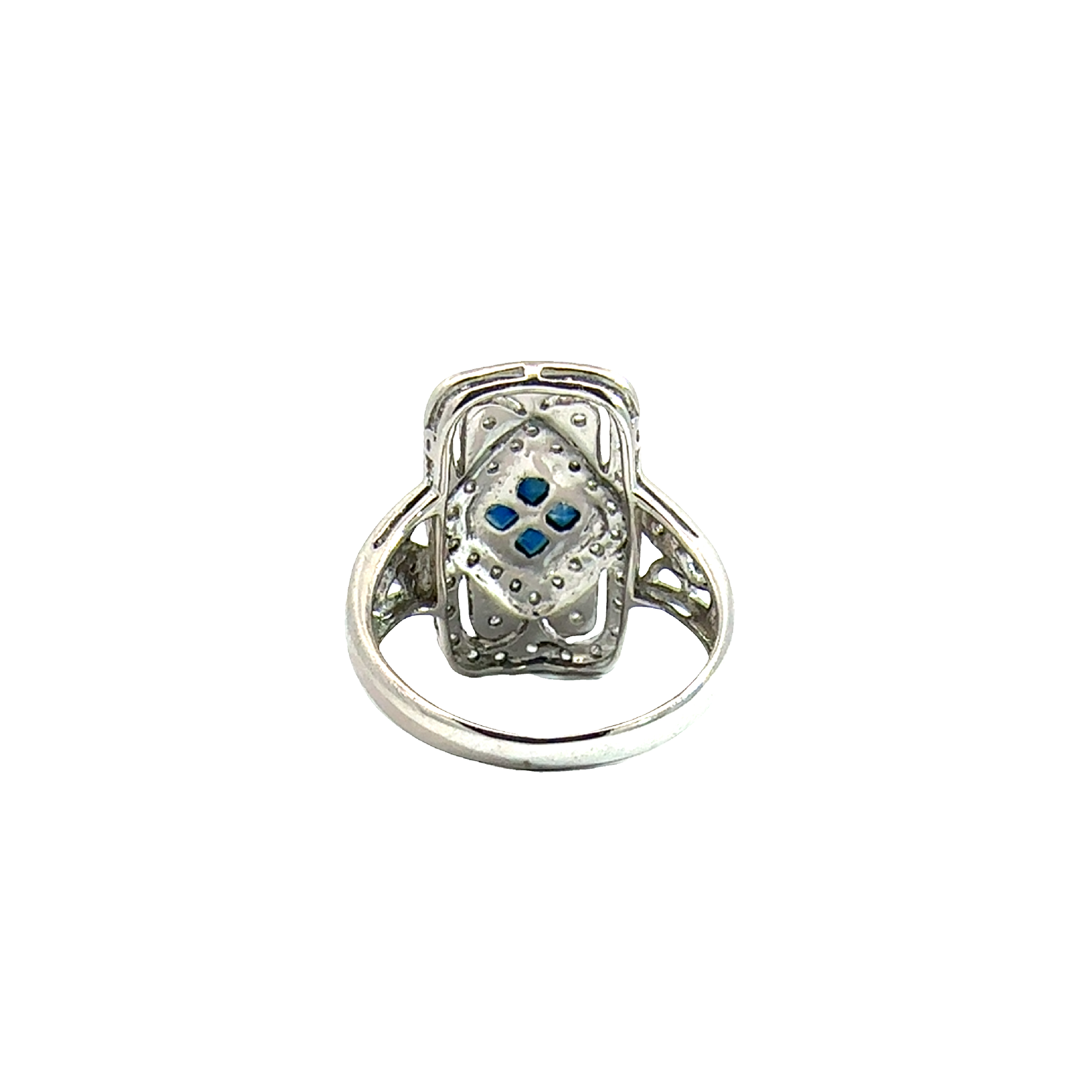 Estate 14k White Gold 0.36ctw Sapphire and 0.28ctw Diamond Ring