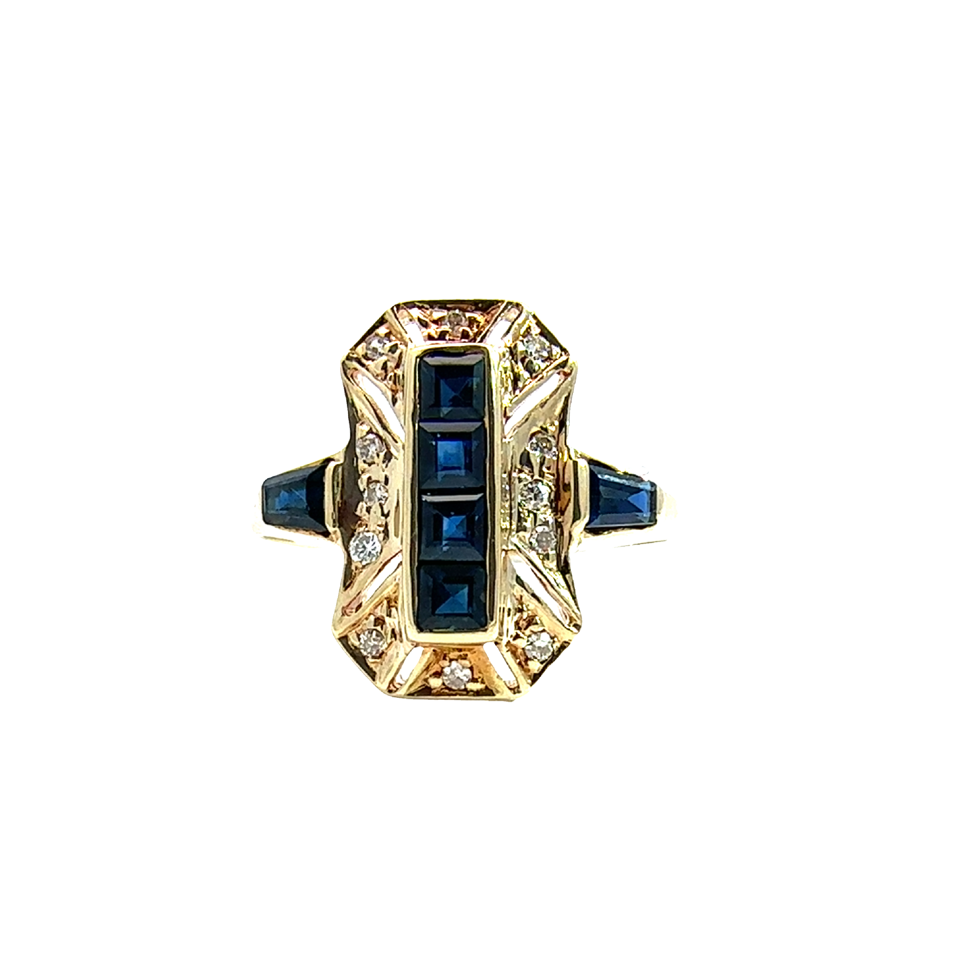 Vintage 14k Yellow Gold 0.52ctw Sapphire and 0.08 Diamond Ring