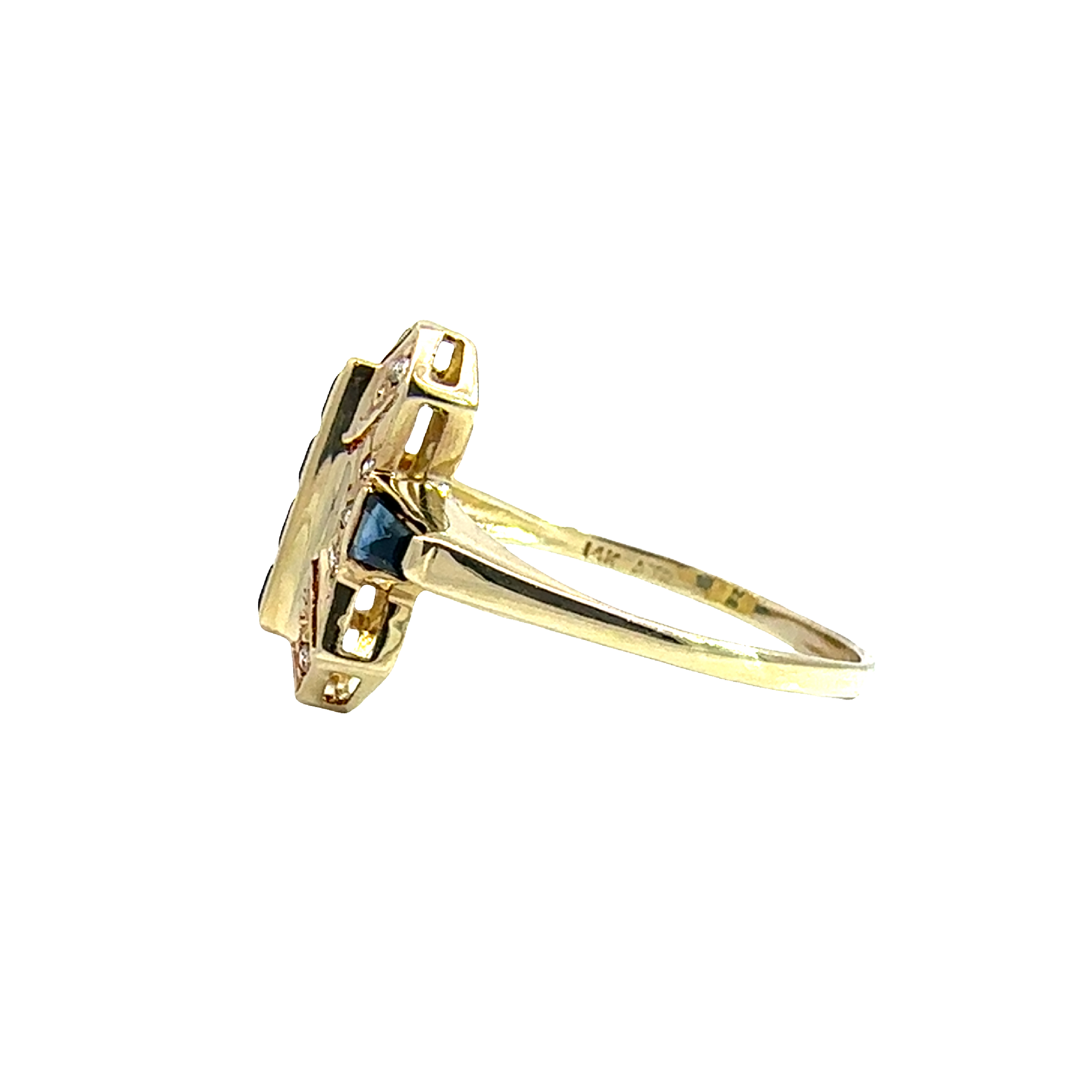 Vintage 14k Yellow Gold 0.52ctw Sapphire and 0.08 Diamond Ring