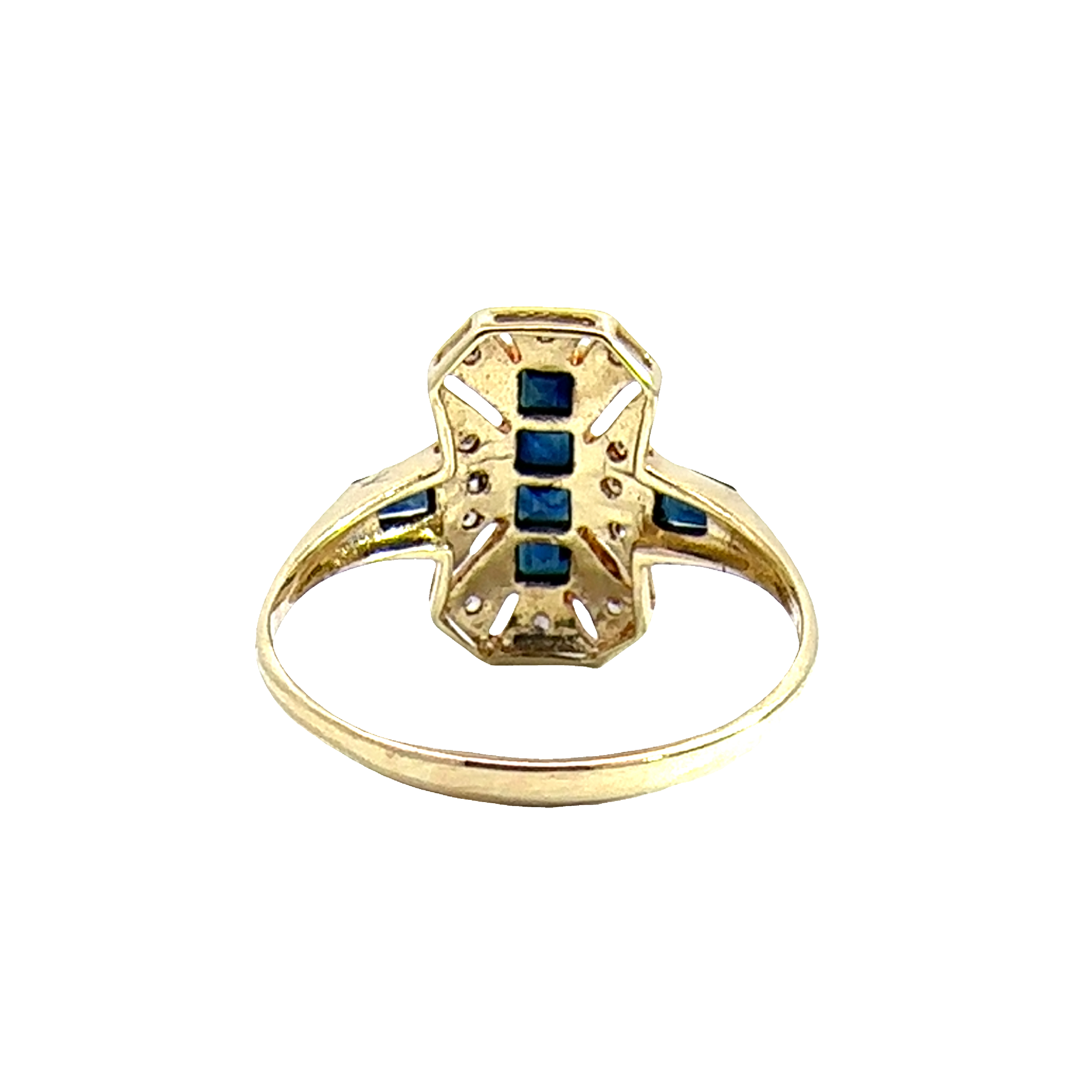 Vintage 14k Yellow Gold 0.52ctw Sapphire and 0.08 Diamond Ring