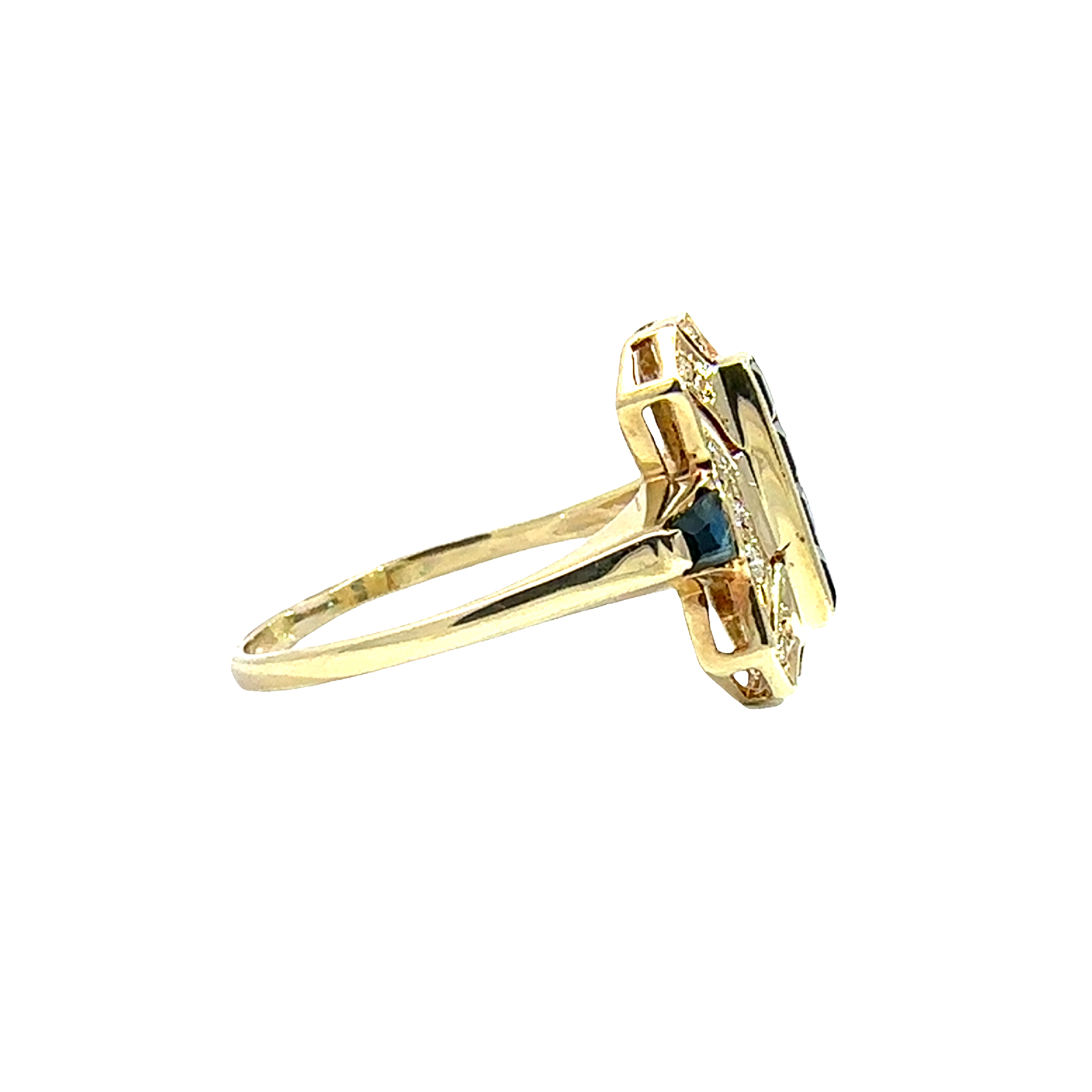 Vintage 14k Yellow Gold 0.52ctw Sapphire and 0.08 Diamond Ring