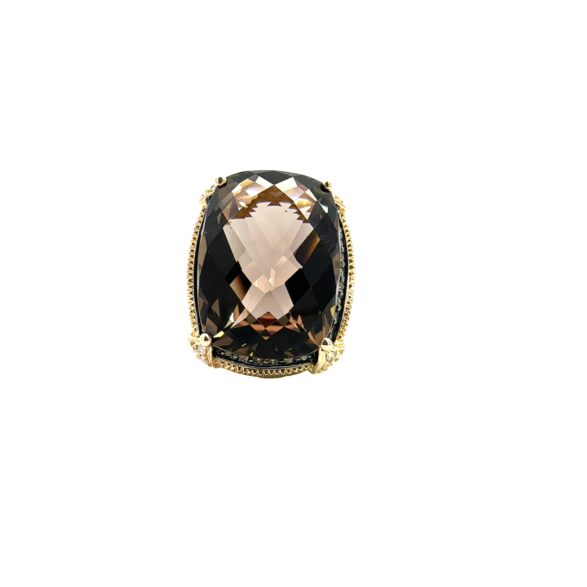 Vintage Effy 14k Yellow Gold  17.90ctw Smoky Topaz and 0.28ctw Diamond Ring