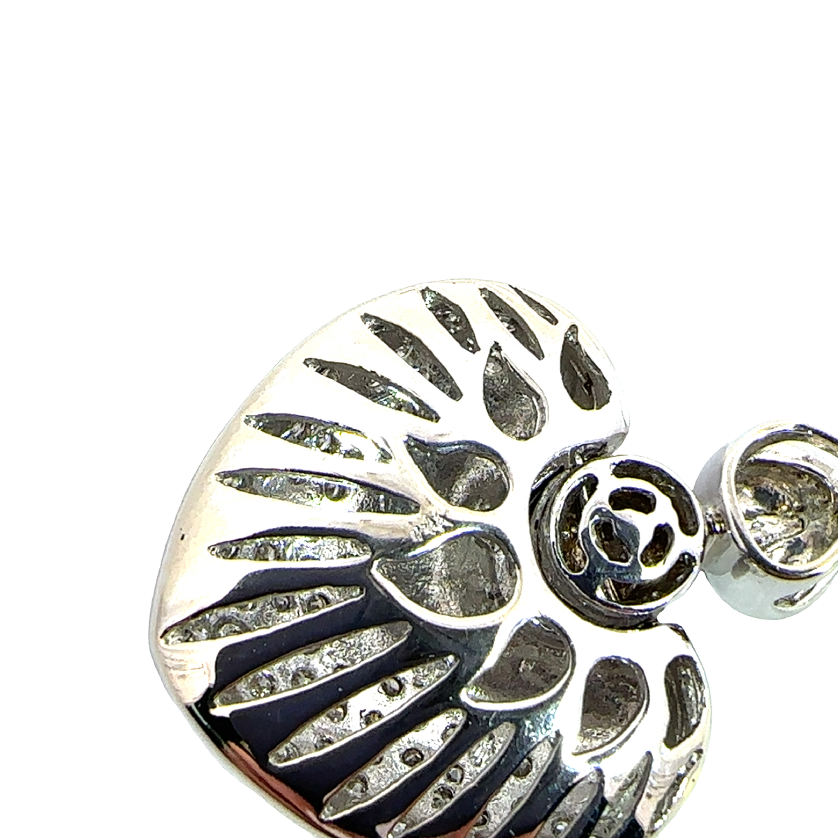 Estate 14k White Gold 1.34ctw Pave Diamond Heart Necklace