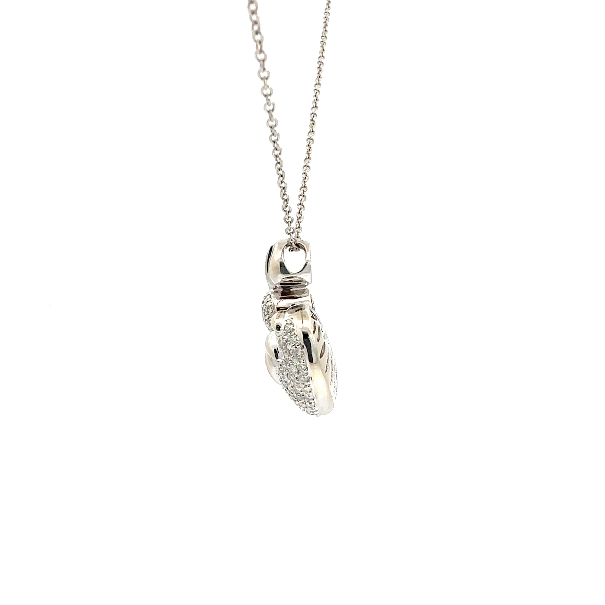 Estate 14k White Gold 1.34ctw Pave Diamond Heart Necklace