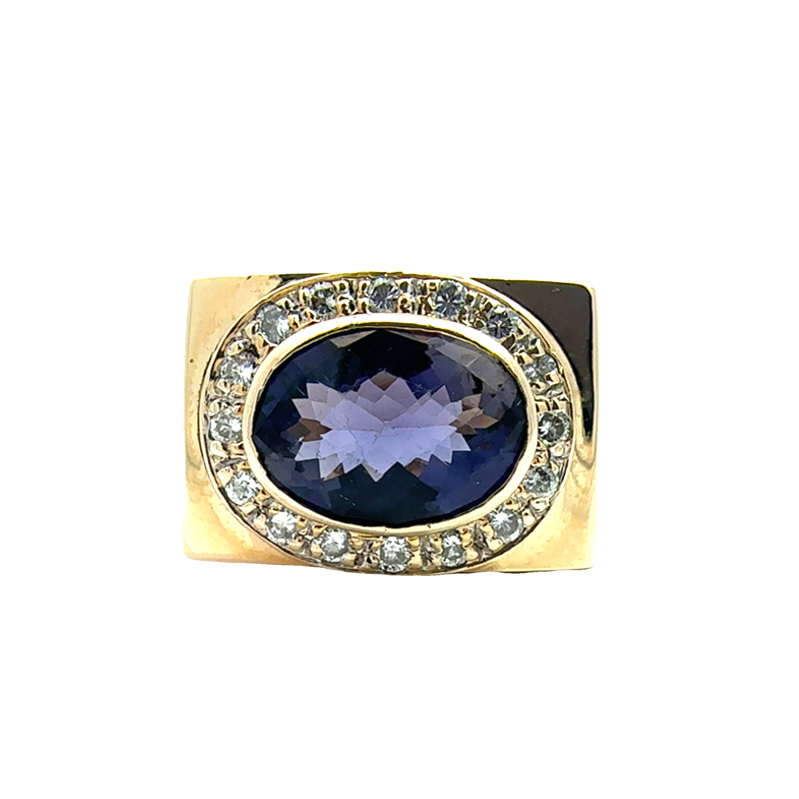 Vintage 14k Yellow Gold 4.75ctw Amethyst and 0.52ctw Diamond Ring